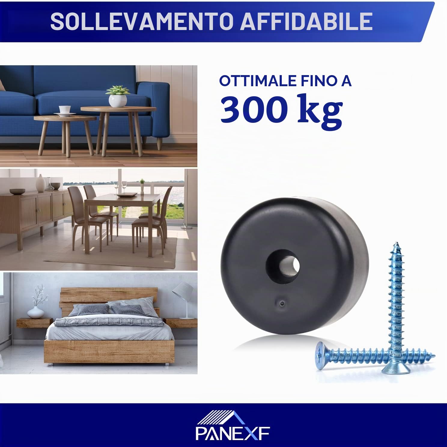 Panef Piedini per Mobili Rotondi 12 PZ Gambe per Mobili Nero Ø 40 x H 25 mm Piedi dei Mobili Plastica Gambe Tavolo con 24 PZ vite