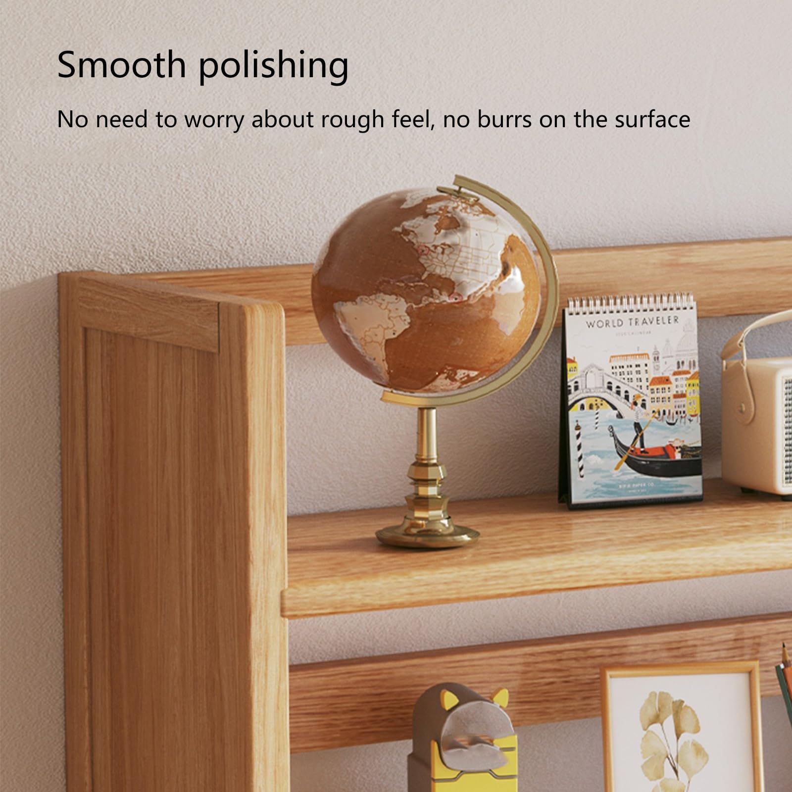 Estantería de escritorio de madera sobre el escritorio, solución de almacenamiento, estante de escritorio de oficina para libros y suministros, elegante y funcional decoración de oficina en casa.