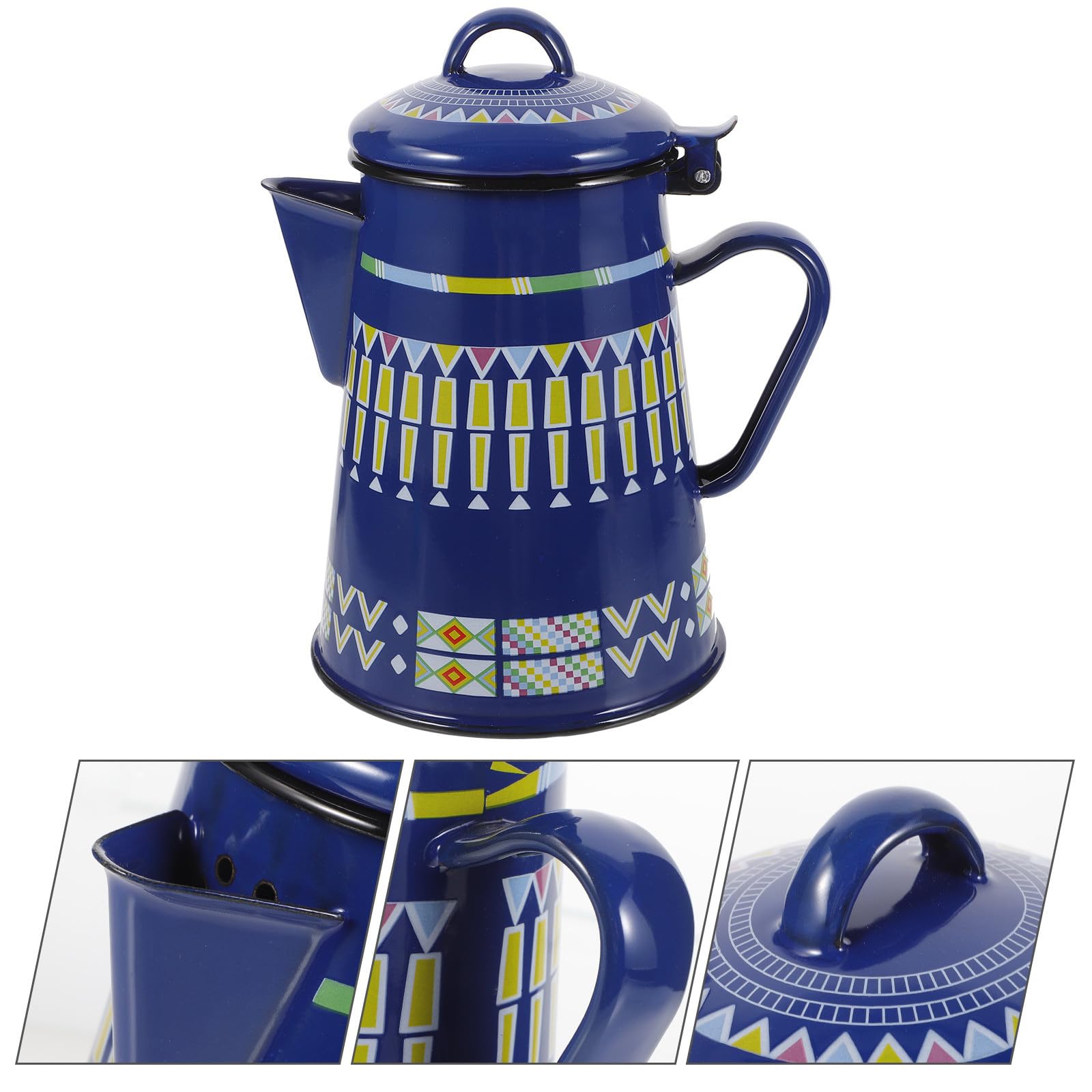 Bollitore Smaltato da 1,2l per Tè e Caffè Manico Ergonomico, Design Rustico Blu per Preparare Bevande Calde al Mattino