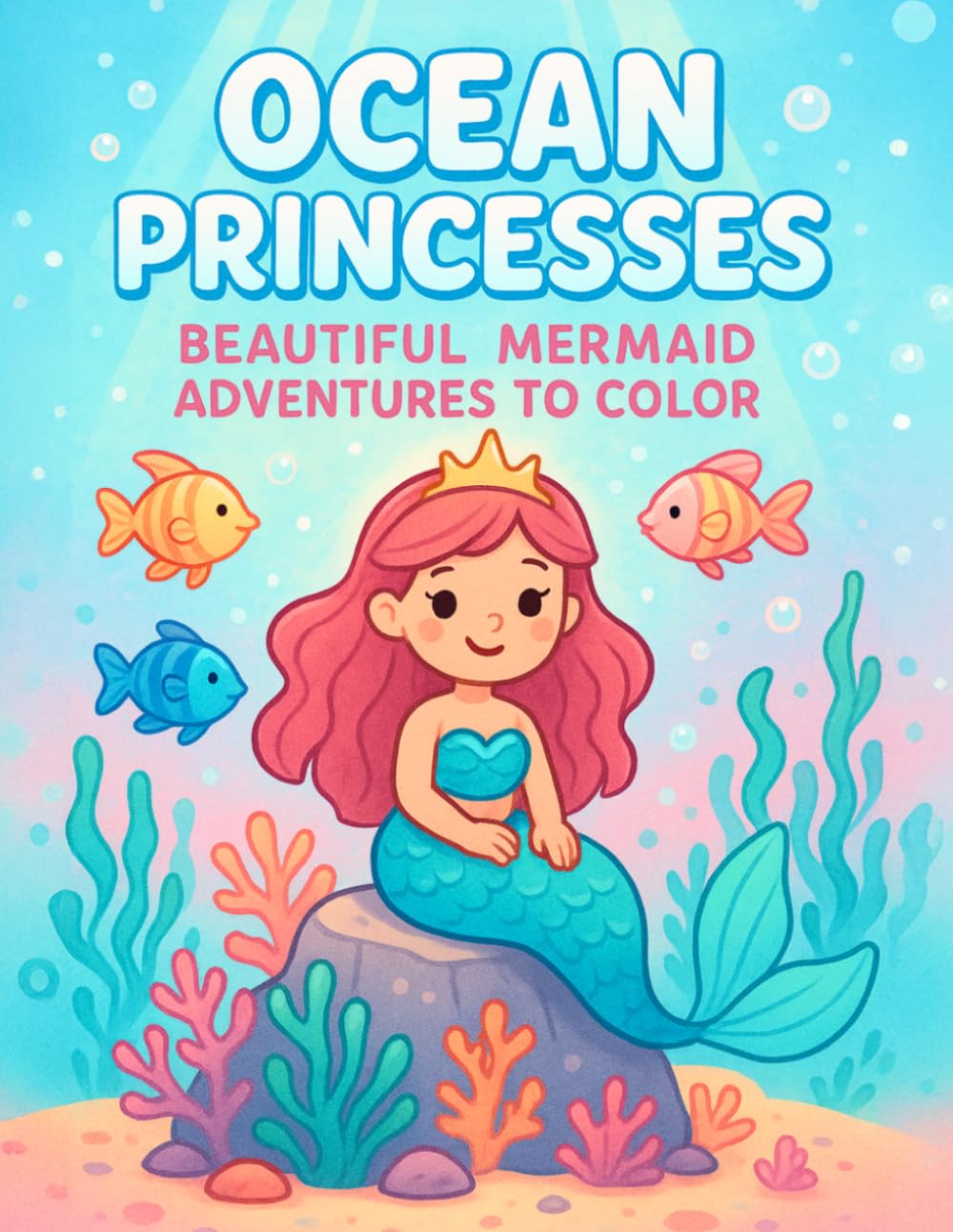 Ocean Princesses Coloring Book for Kids – Cute Mermaids, Magical Sea Creatures & Enchanting Underwater Fantasy Coloring Pages for Boys & Girls
