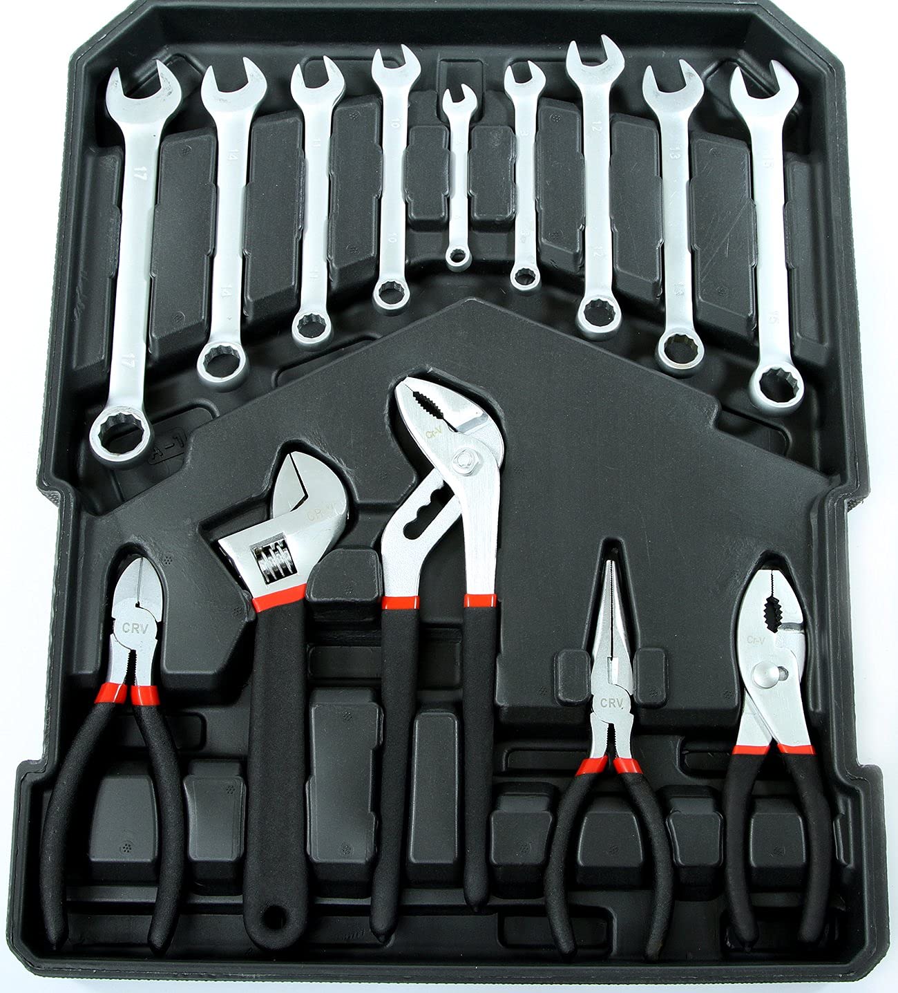 Cassetta valigia trolley portautensili in alluminio Chiavi attrezzi utensili officina 187 Chiavi a bussola, Cricchetto, Martello, Cacciaviti, Inserti, Bussole 1/4" e 1/2"