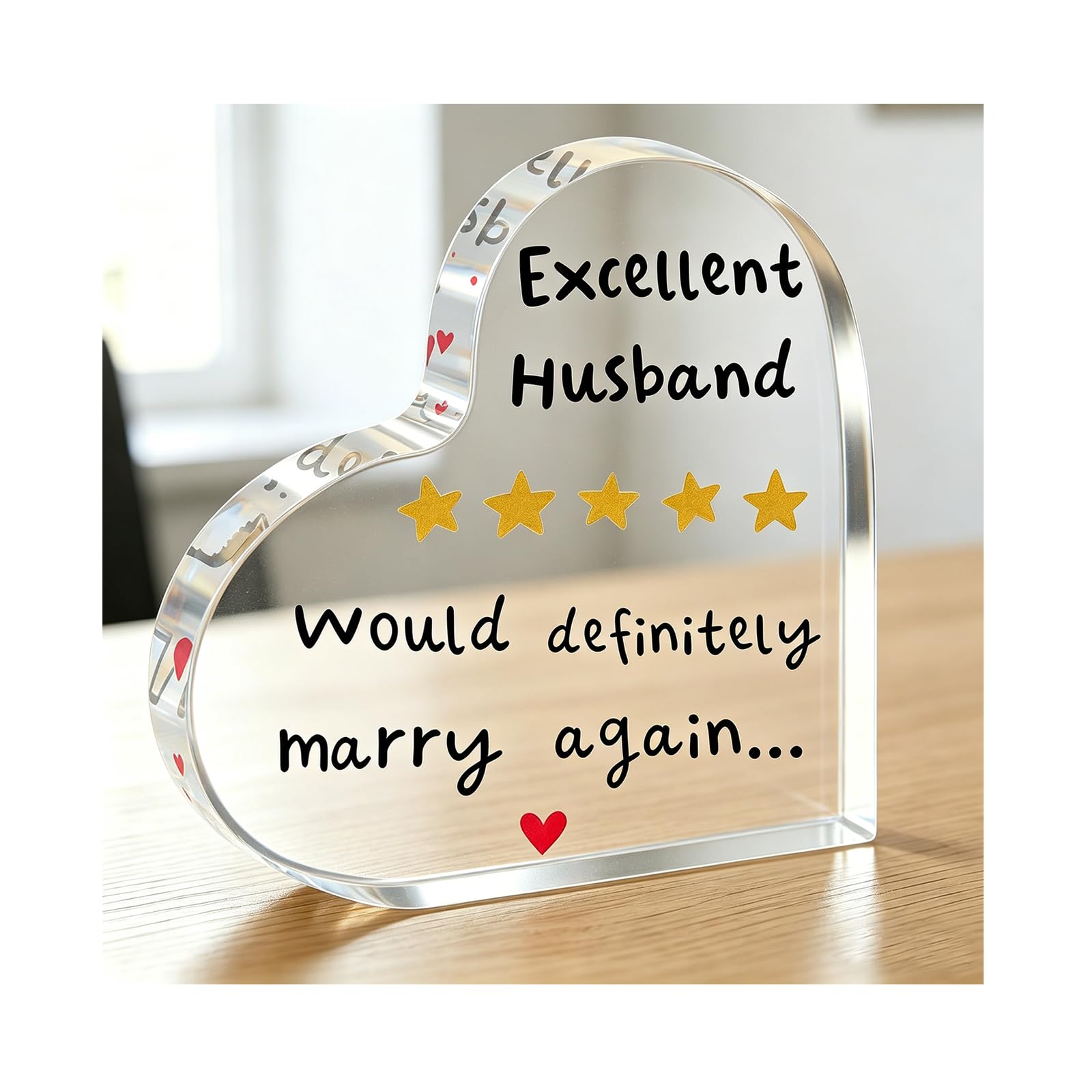 Virelle Colorful Wedding Anniversary Present For Husband Acrylic Heart Plaque, Anniversary Card For Husband From Wife, 5Th 10Th 30Th Year,Desk Decoration