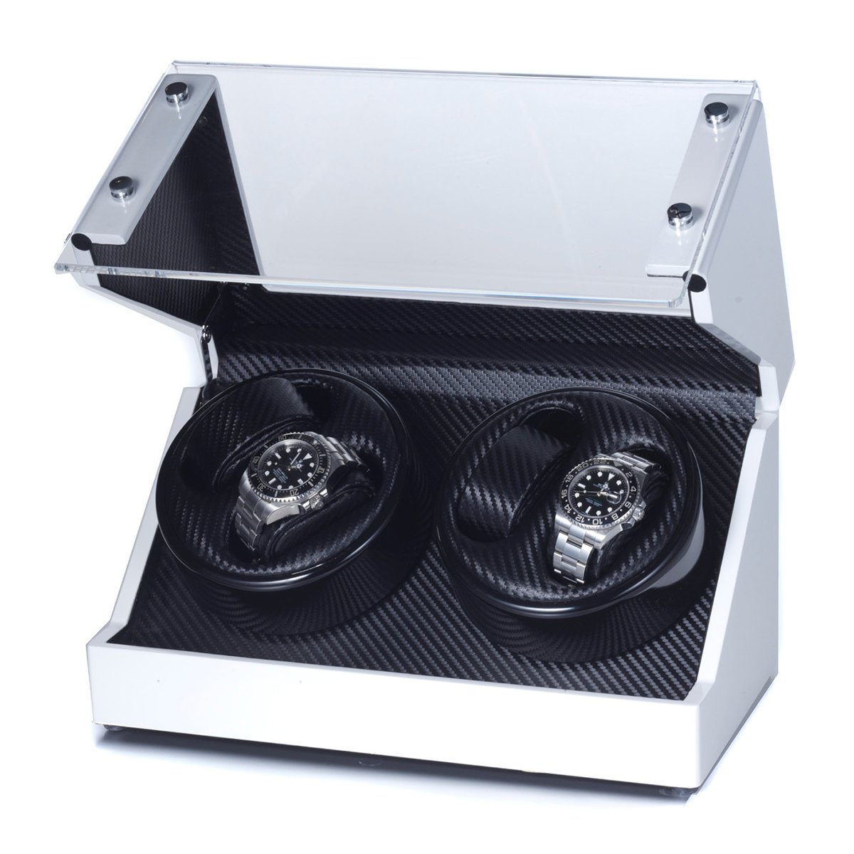 Raoul U. Braun Uhrenbeweger Futura | viele Modelle für 2-8 Uhren | Carbon-Optik Schwarz & Weiß | leiser Motor
