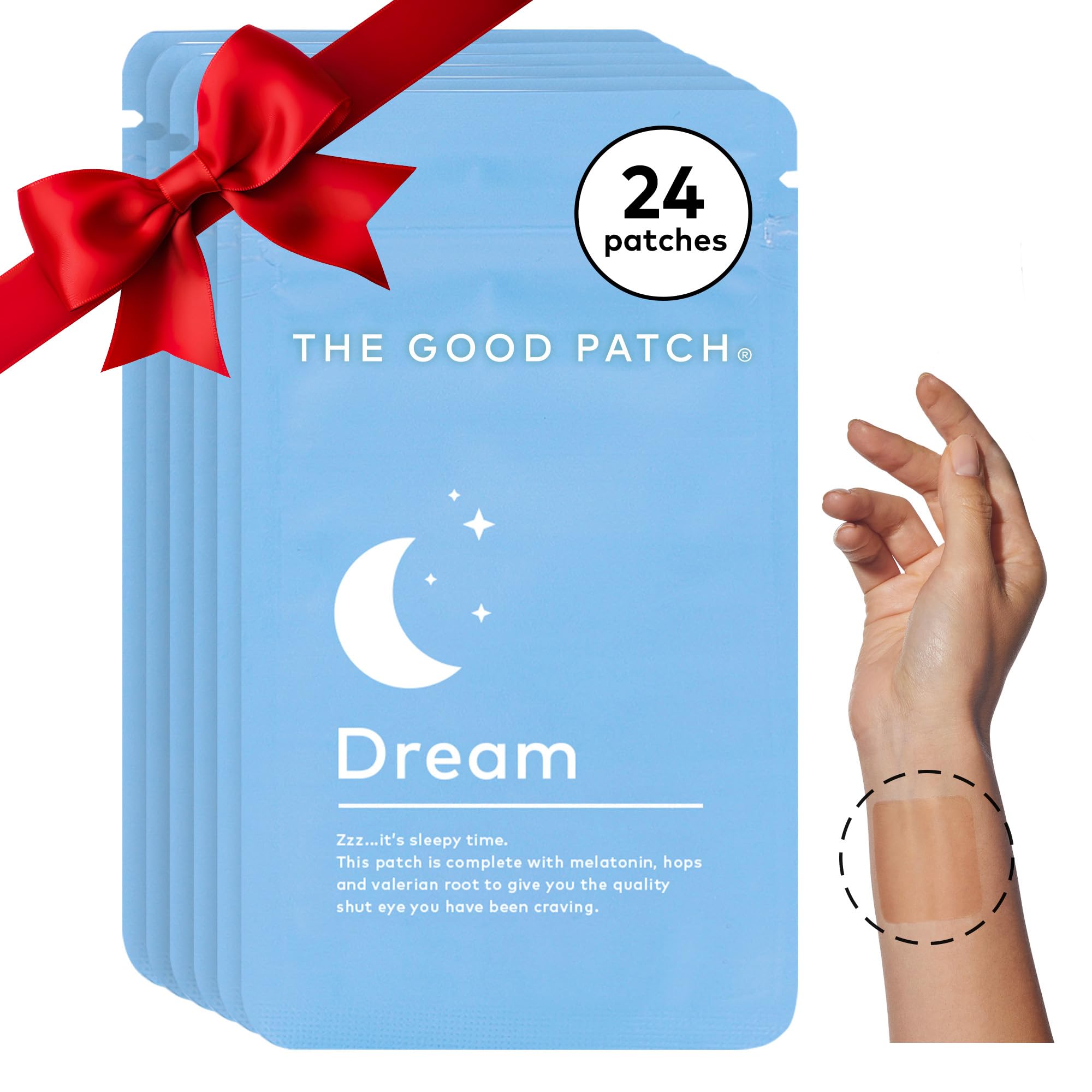 The Good Patch Plant Powered Sleep Support - Sustained Release Dream Patch with Melatonin, Hops, Valerian Root (24 Total Patches)