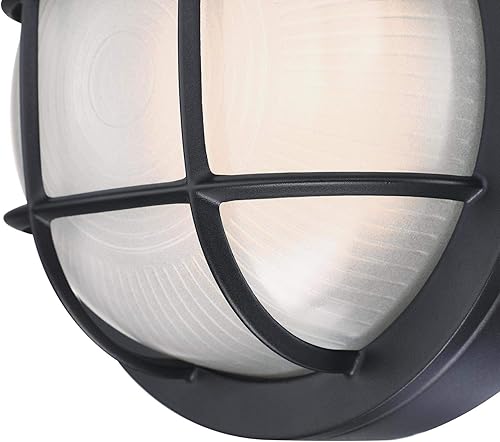 Miniatura 2 de Westinghouse 6114000 Lámpara de pared LED regulable tradicional de una sola luz, acabado negro texturizado, cristal blanco