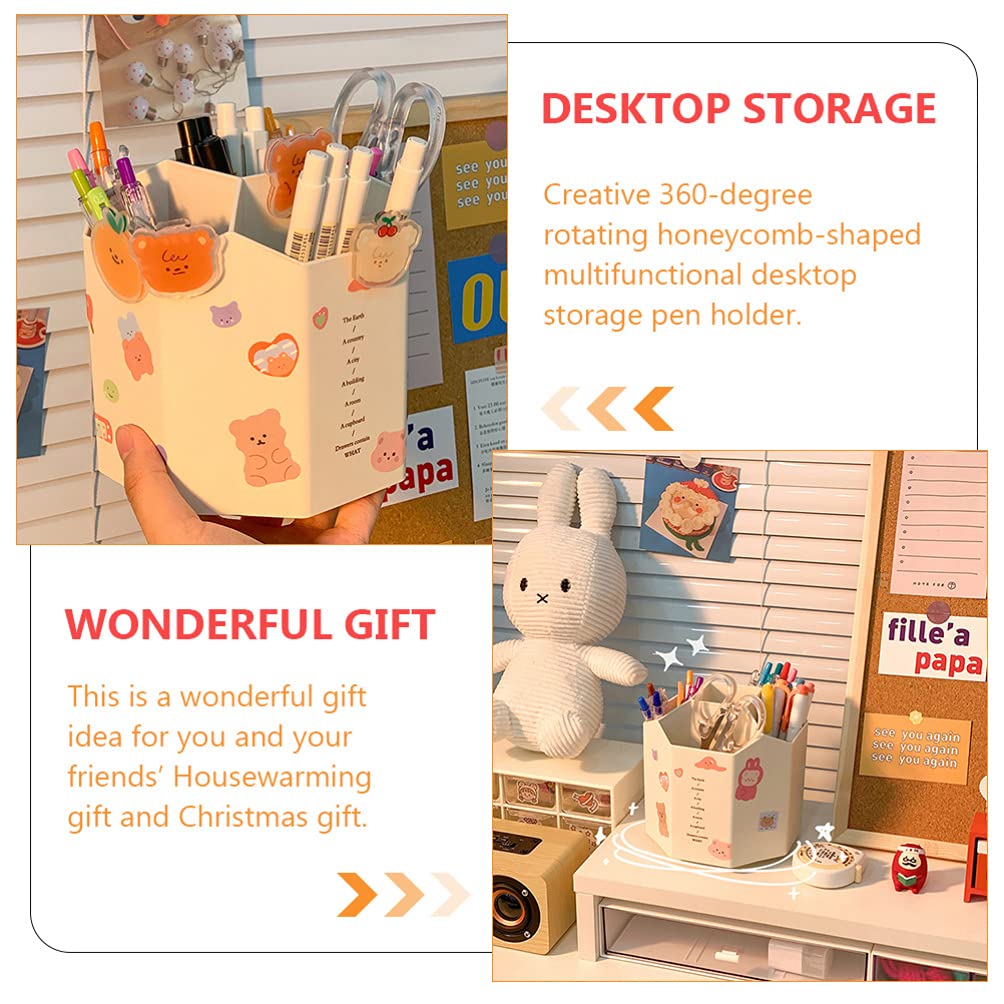 Porte-stylo Pot à crayons Papeterie Fournitures Organisateur de stockage Conteneur Enfants Crayons Ornement Conteneur Porte-stylo Bureau 360 degrés Rotation Crayon Organisateur Boîte de rangement Cont
