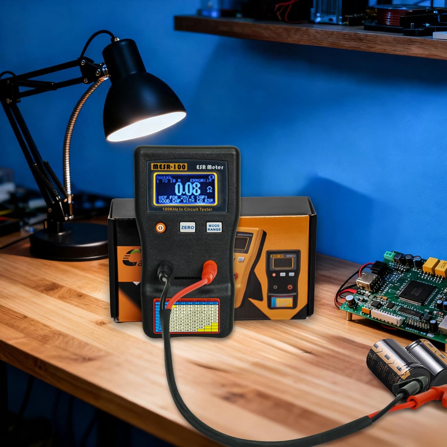 Signstek MESR-100 V2 Auto Ranging in Circuit ESR Meter Capacitor Tester/Low Ohm Meter Up to 0.01 to 100R, Support in Measuring Capacitance Resistance Circuit