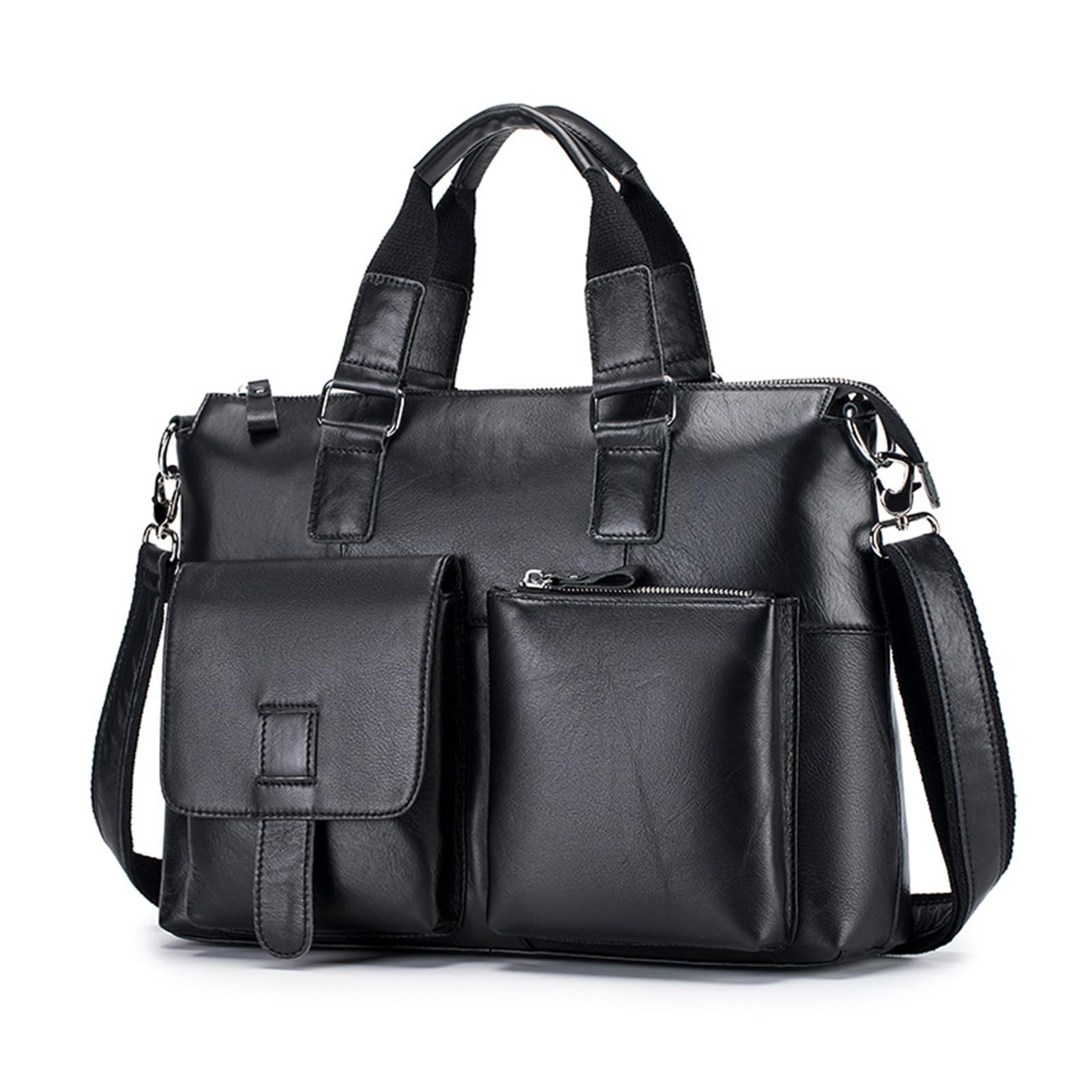 Asixxsix Borsa Messenger in Pelle da Uomo, Valigetta a Tracolla Vintage per Laptop da 16 Pollici con Scomparti Multipli, Tracolla Regolabile per College, Ufficio, Viaggi