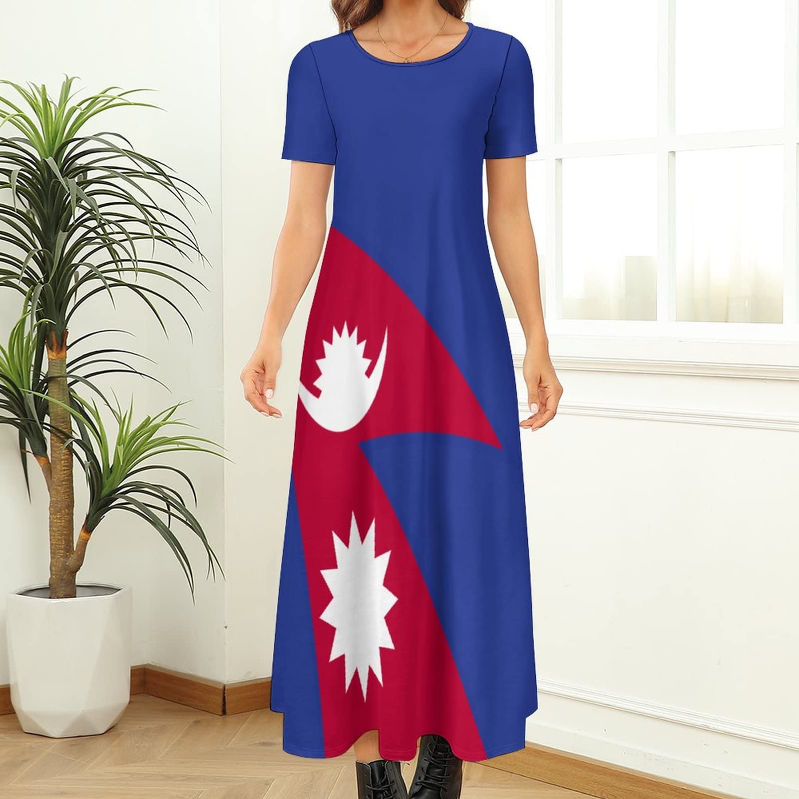 Amazon.com: Skirts for Womens Summer Fall Dress Top Nepal Flag Casual V  Neck Long Dress for Fashion Womens Dress XL : Clothing, Shoes & Jewelry