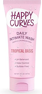 HAPPY CURVES Feminine Wash - pH Balanced Cleanser with Aloe & Vitamin E - Intimate Care for Women - Odor Control, Gentle Daily Vaginal Wash for Sensitive Skin (7 Fl Oz (Pack of 1), Tropical Oasis)