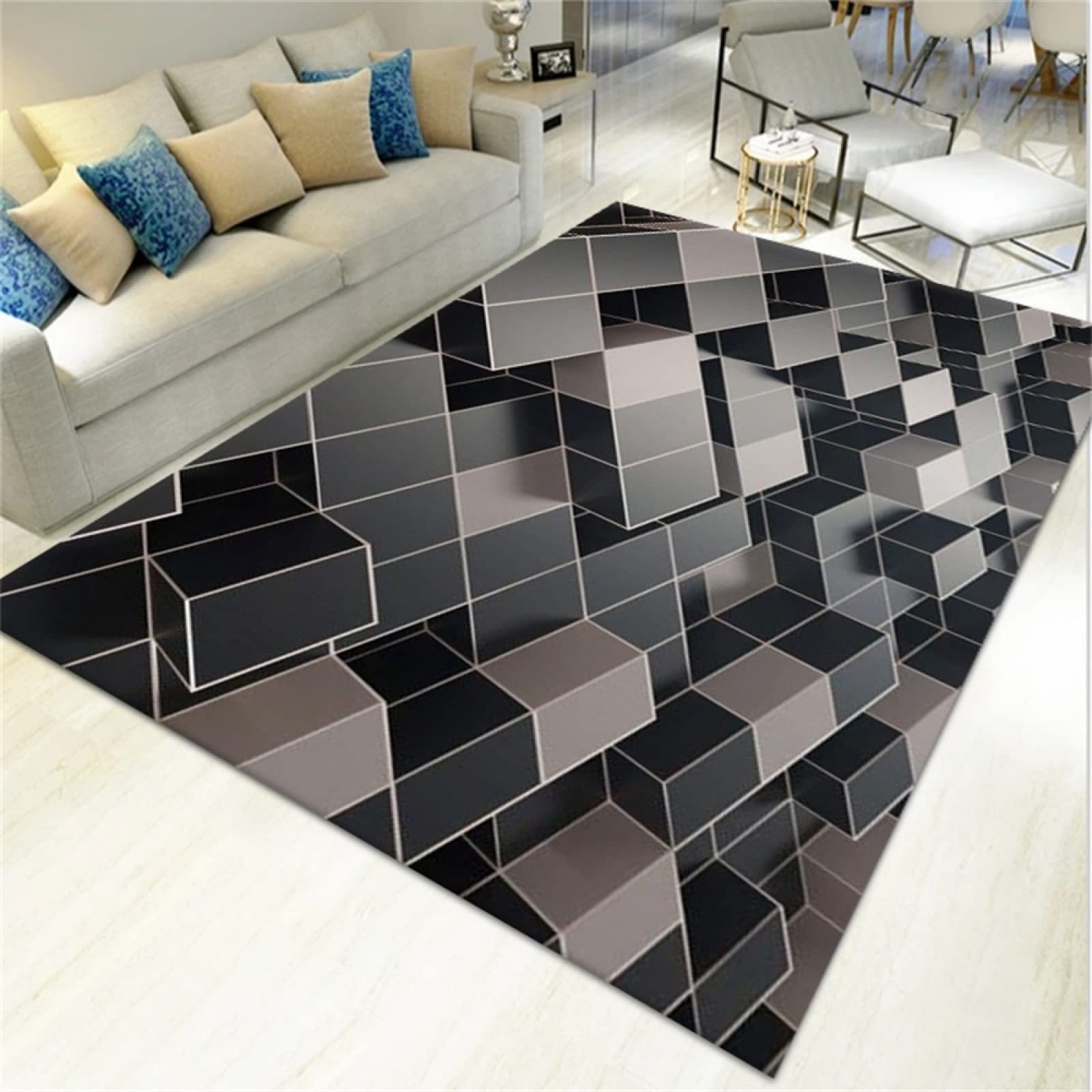 Tapis salon poil court multicolore pour décoration terrasse abritée
