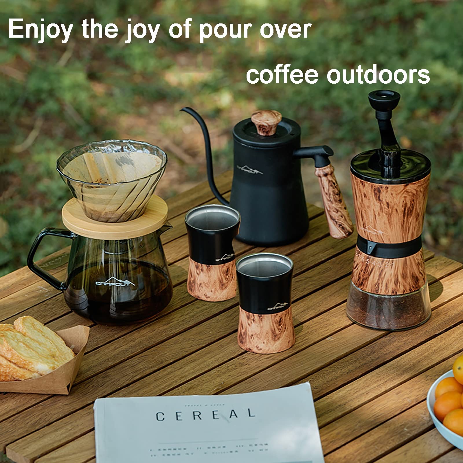 Juego De Regalo De Café De Viaje De 7 Piezas con Hervidor De Cuello De Ganso BáScula Digital Taza De Vidrio De Doble Pared Molinillo Manual Taza De Café De Acero Inoxidable Filtro De Papel para