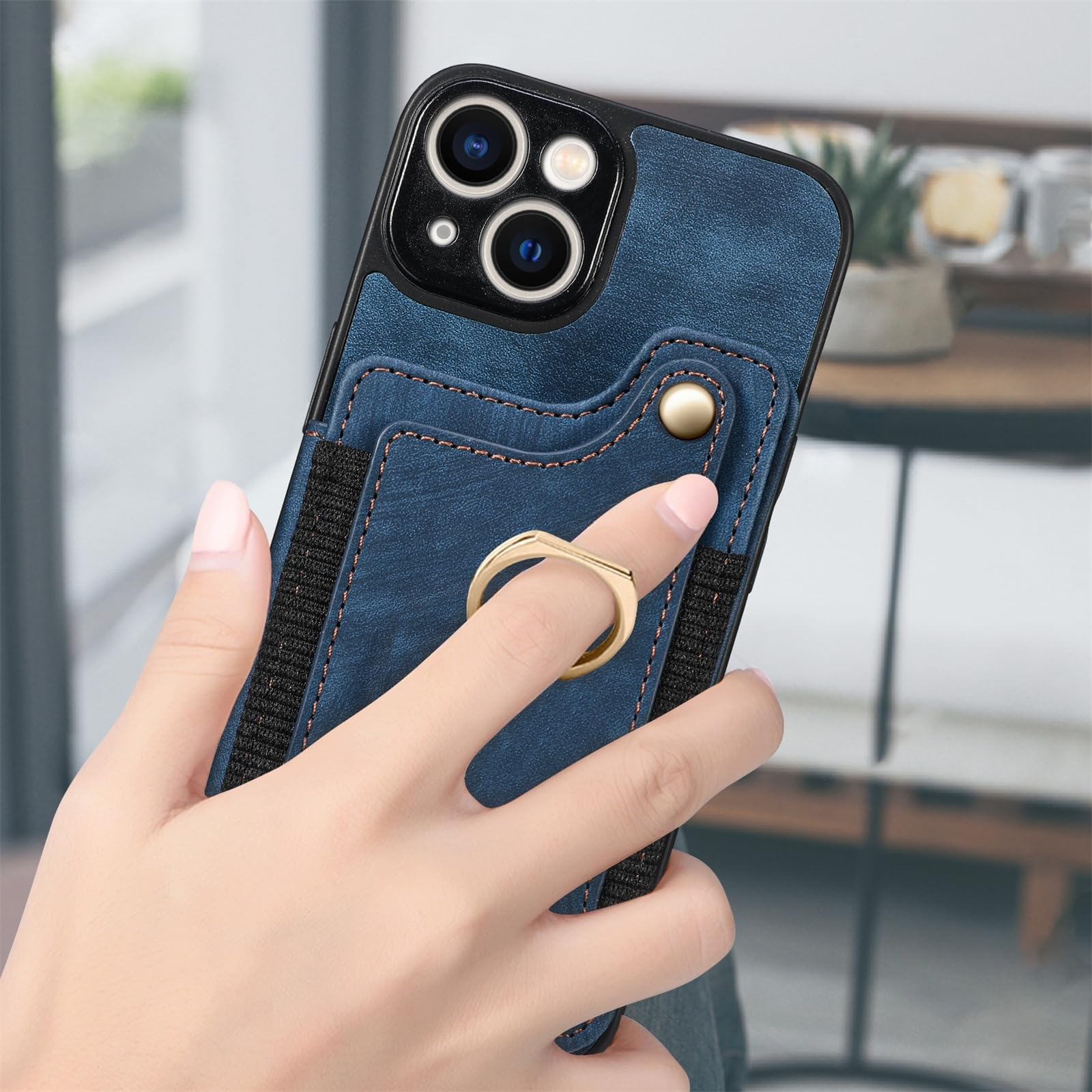 Genérico Cartera Funda para iPhone 16/16 Plus/16 Pro/16 Pro MAX, Bloqueo RFID Funda con Soporte For Anillo De Dedo Rotación De 360° A Prueba De Golpes Estuche(Marrón,16Pro)