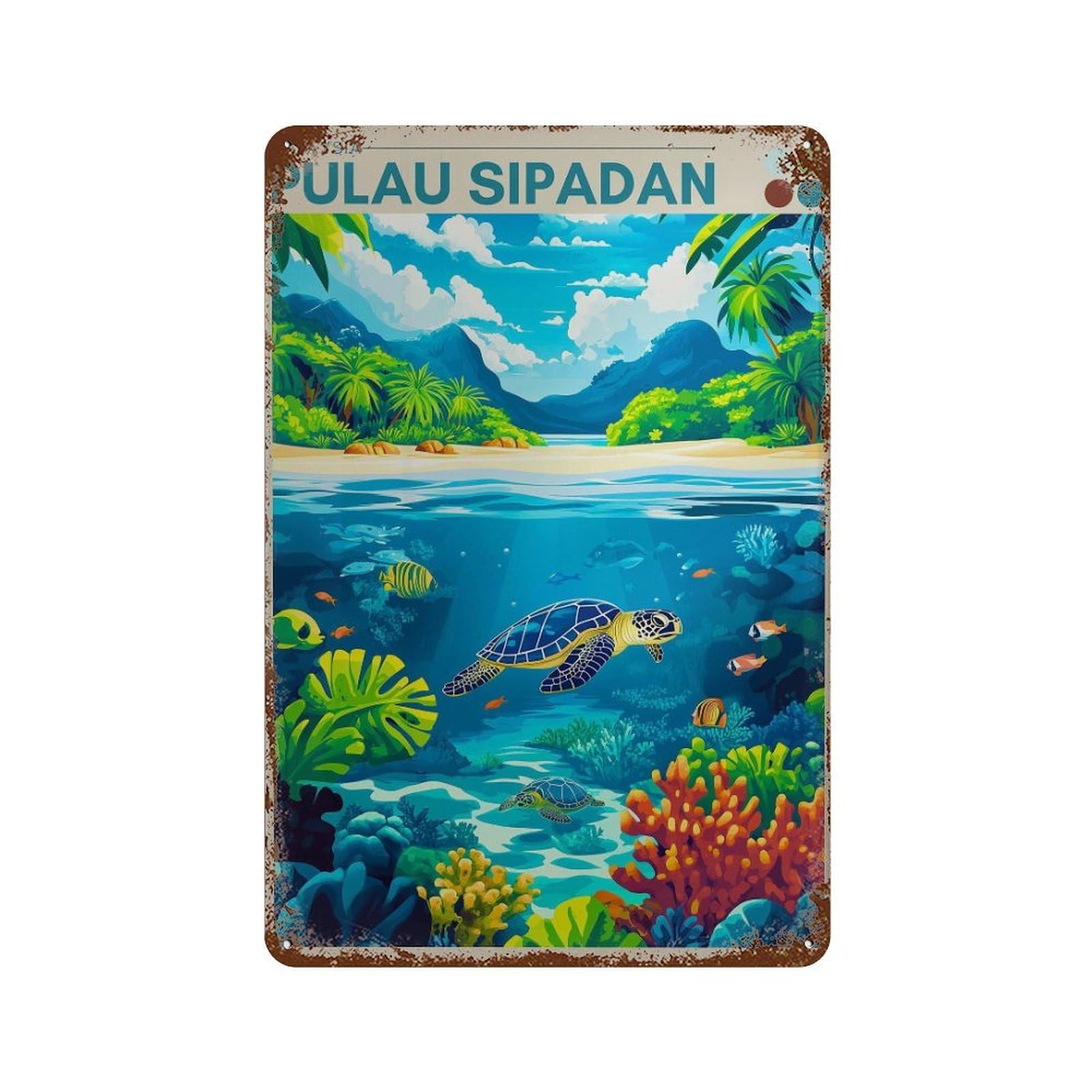 xiaoxiaoshen Sipadan Island Travel Malaysia Wall Decor Art Metal Tin Poster Modern Home Decor Art Home Bar Shop Decorations Vintage Sign 30x20cm