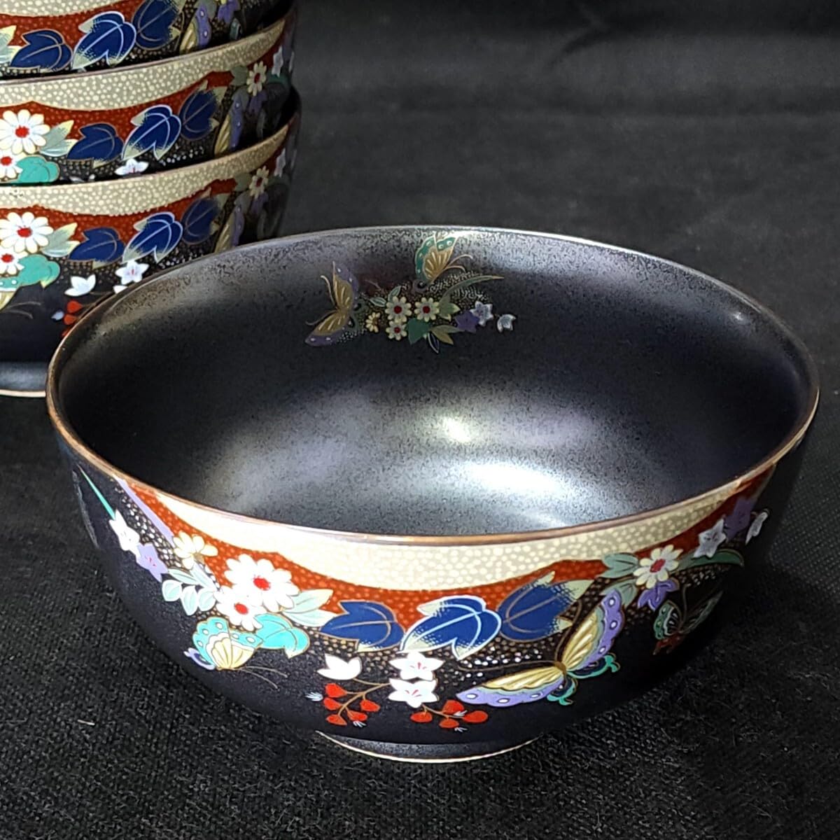 蝶友禅 瑞陶 まとめ売り Amazon.co.jp: 瑞陶 蝶友禅 多用丼揃 丼5 箸5 箸置5 樹脂製敷板5 箱入