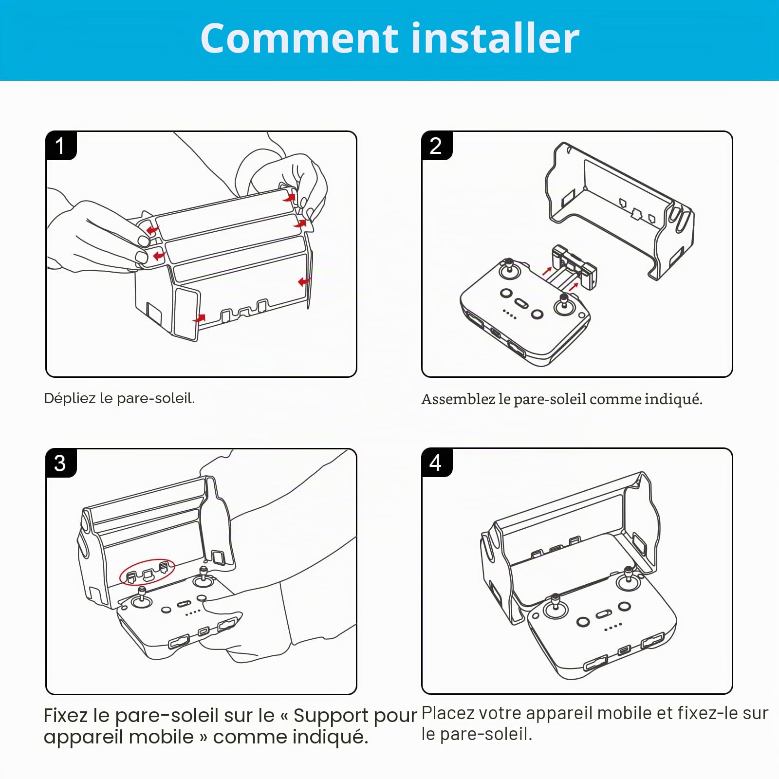 Pare-Soleil pour DJI Mini 2 Mini 3 Pro Air 2S Mavic 3, Couverture de Bouclier de Lumière Pliable pour 4.4-7.1 Pouces