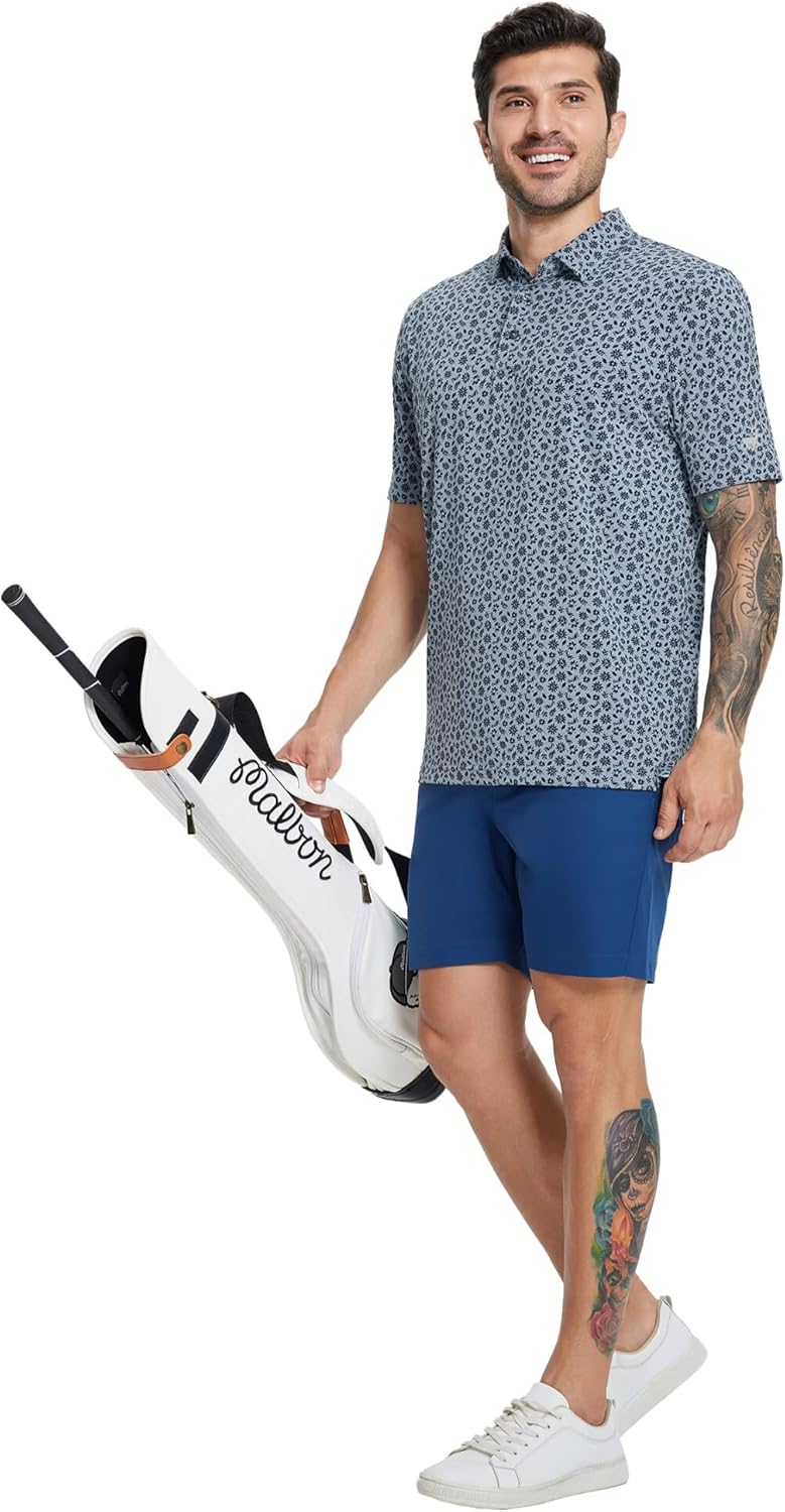 Mens Golf Shirts Short Sleeve Moisture Wicking Dry Fit Print Performance Athletic Casual Golf Polo Shirts for Men - Image 6