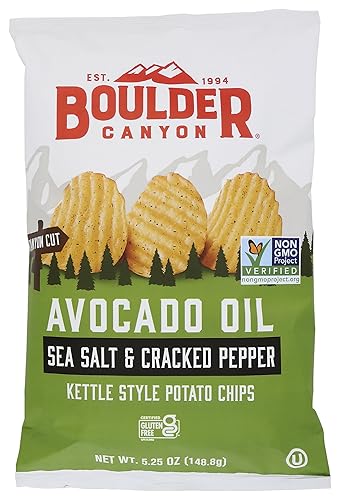 Boulder Canyon, papas fritas Canyon Cut con aceite de aguacate, sal y pimienta, 5.25 onzas