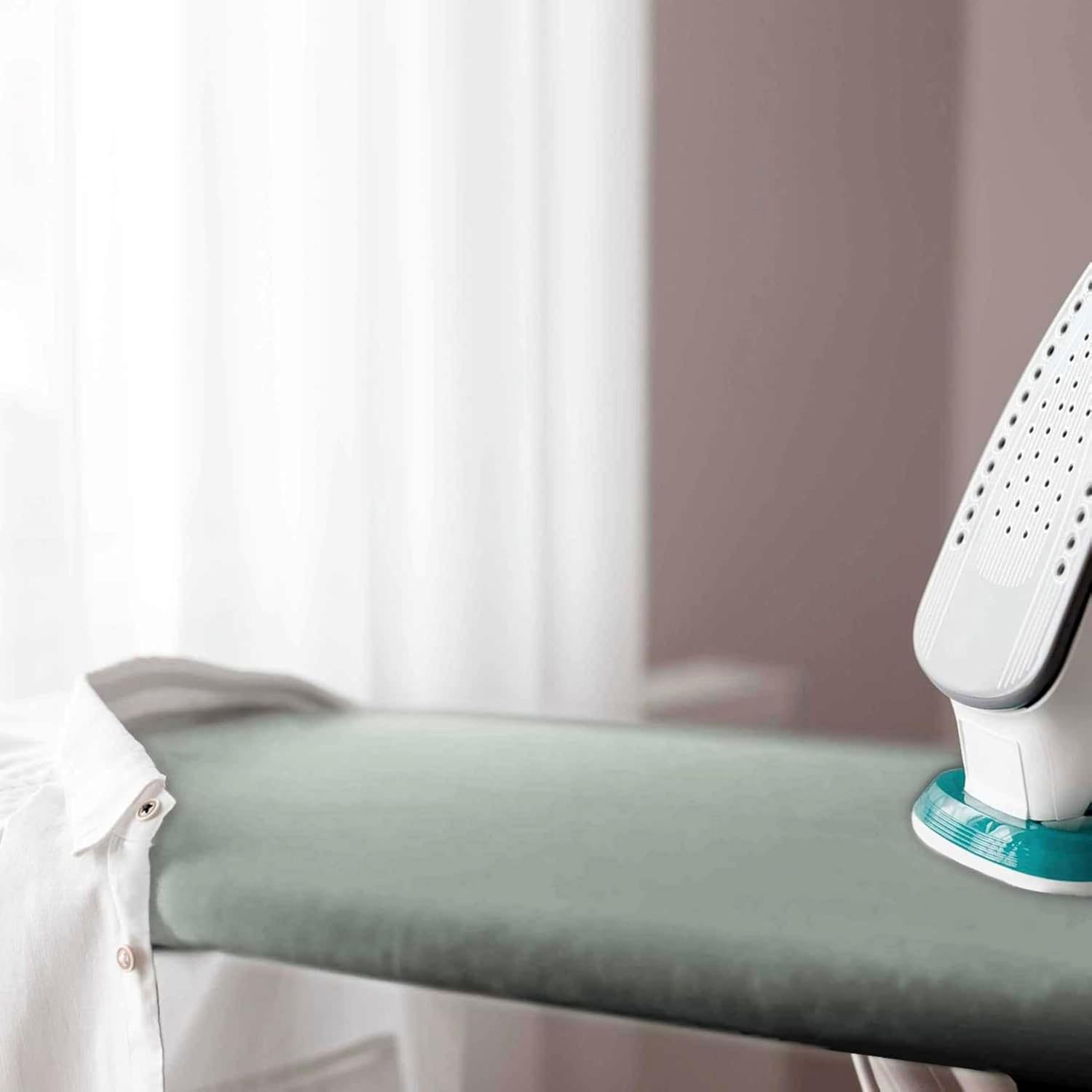 Hearth & Harbor Ironing Board Cover and Pad 15x54 Full Size, Thick Heavy Duty Scorch Resistant Padding Elastic Edge Hook & Loop Fastener, Iron Board Cover with Padding, Sage Green