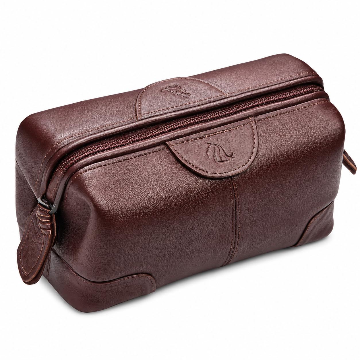 kara Multipurpose Obama Tan Portable Toiletry Kit - Genuine Leather Unisex Pouch for Travelling - Shaving Kit or Makeup Cosmetic Kit Organizer Leather Toiletry Bag for Men | Shaving Kit Bag for Men-picture-53