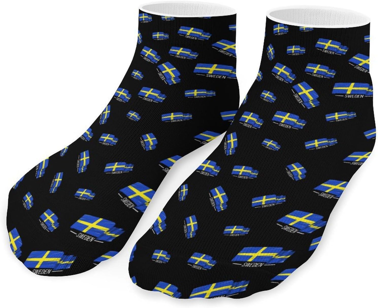 I Love Sweden Swedish Flag 5 Pairs Low Cut Ankle Socks Casual Liner Sock No Show Invisible Socks for Men Women