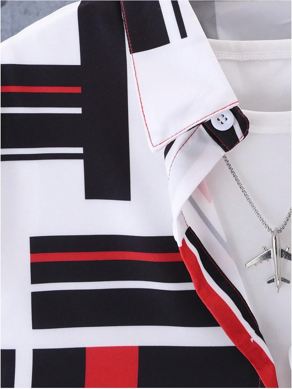 Boy's 2 Piece Outfits Paisley Geo Graphic Print Short Sleeve Button Down Shirt and Shorts Set - Image 3