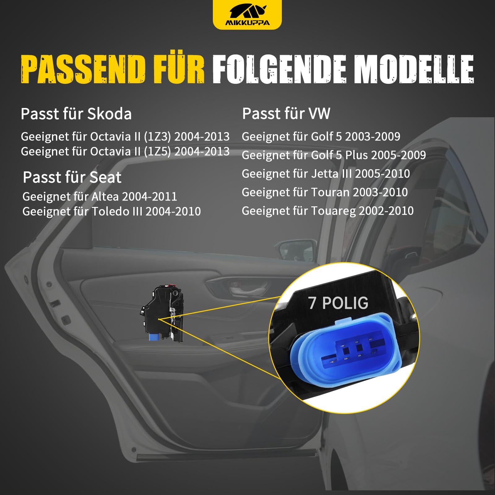MIKKUPPA Serratura porta posteriore sinistra Golf 5 Touran Jetta motore regolazione chiusura centralizzata