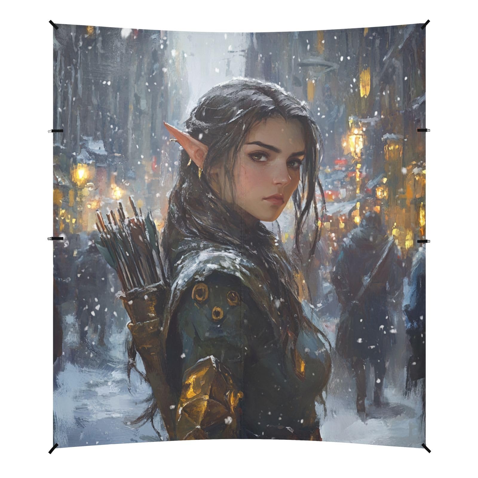 Archers Game Anime Girl Beach Tent & Canopy UPF50+ Water-Resistant Portable Sunshade with Sand Shovel for Family Trips, Picnics & Camping