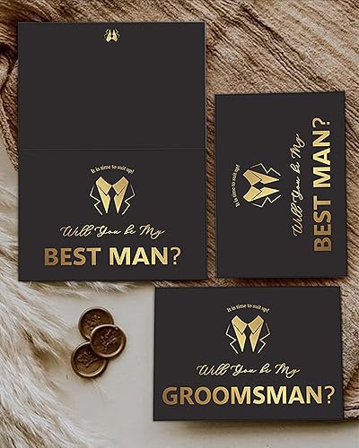 Miniatura 6 de GroomBrideGifts Juego de 8 tarjetas de padrinos de boda, 6 piezas Will You Be My Groomsman y 2 piezas Will You Be My Best Man.