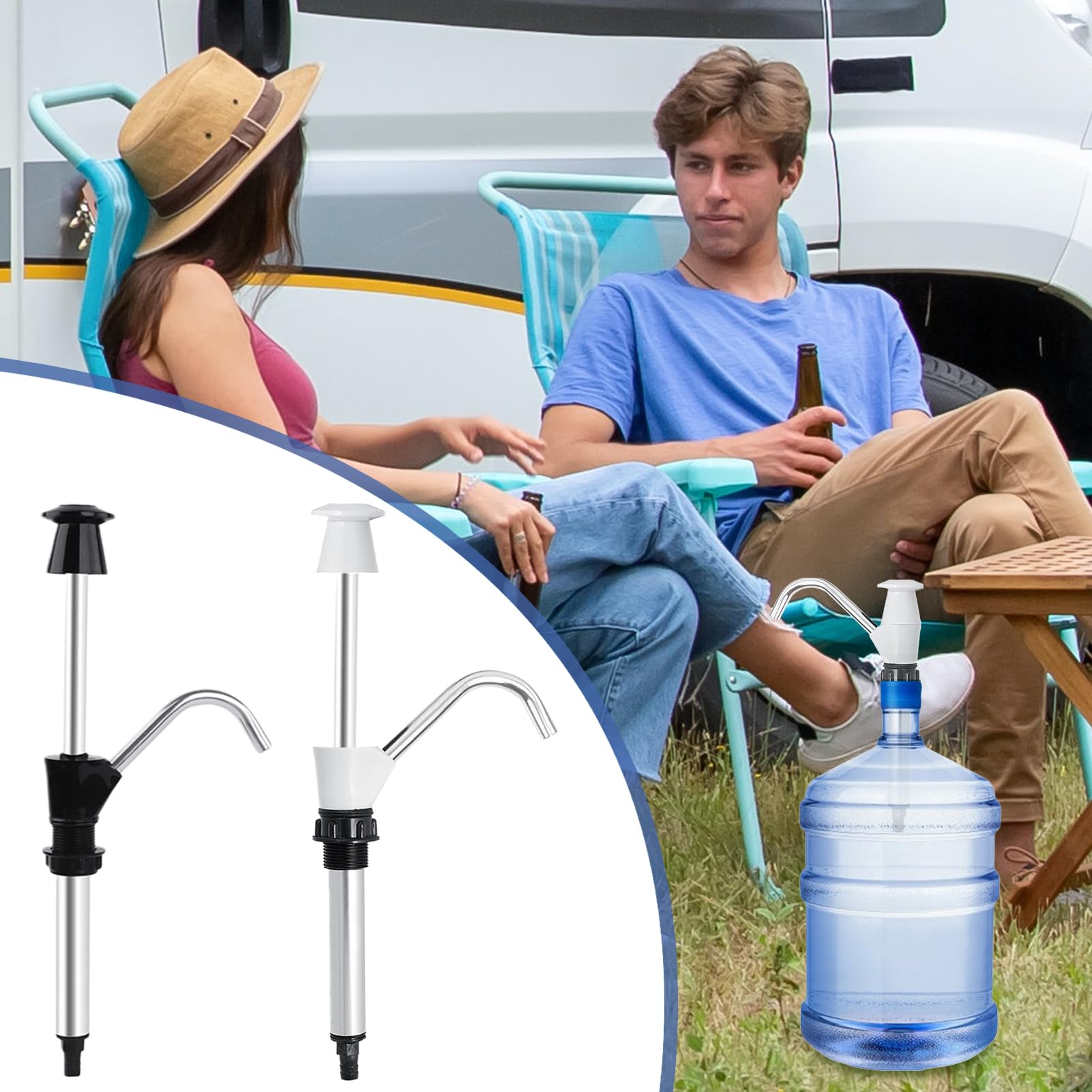 Bomba De Agua Manual para Camping - Bomba De Grifo Portátil Ligera para Botella, Tienda Remolque | Accesorio Práctico para Campamento, Senderismo, Viajes, Uso Exterior