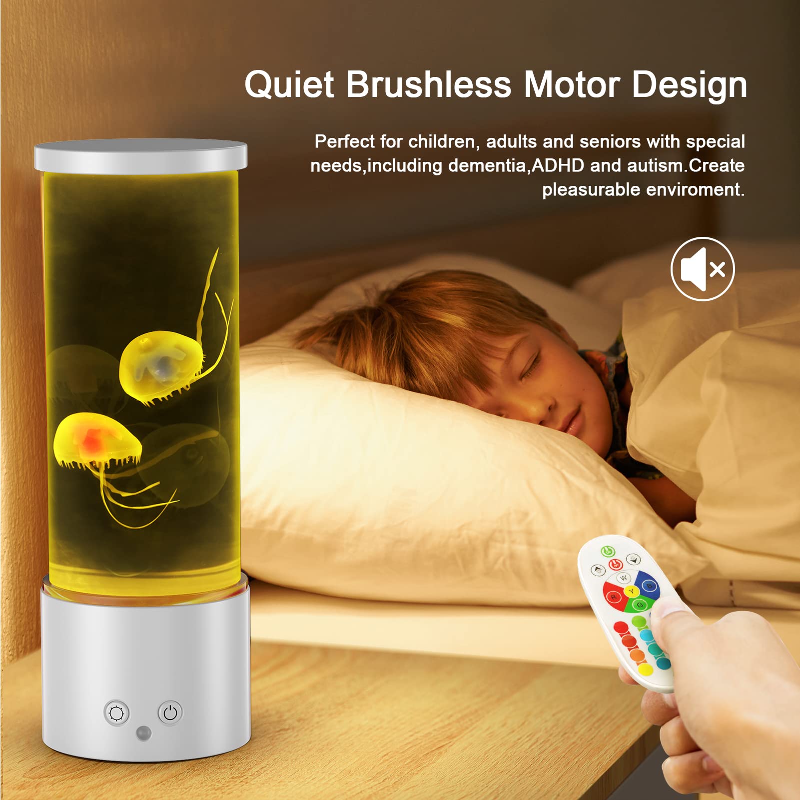 Quallenlampe, LED Quallen Lampe 17 Farben 4 Lichtmodi, Quallen Aquarium Quallenlampen mit Fernsteuerung für Kinder, 3-Helligkeit Stimmungslicht für Entspannung Schlafzimmerdekoration,Weiß