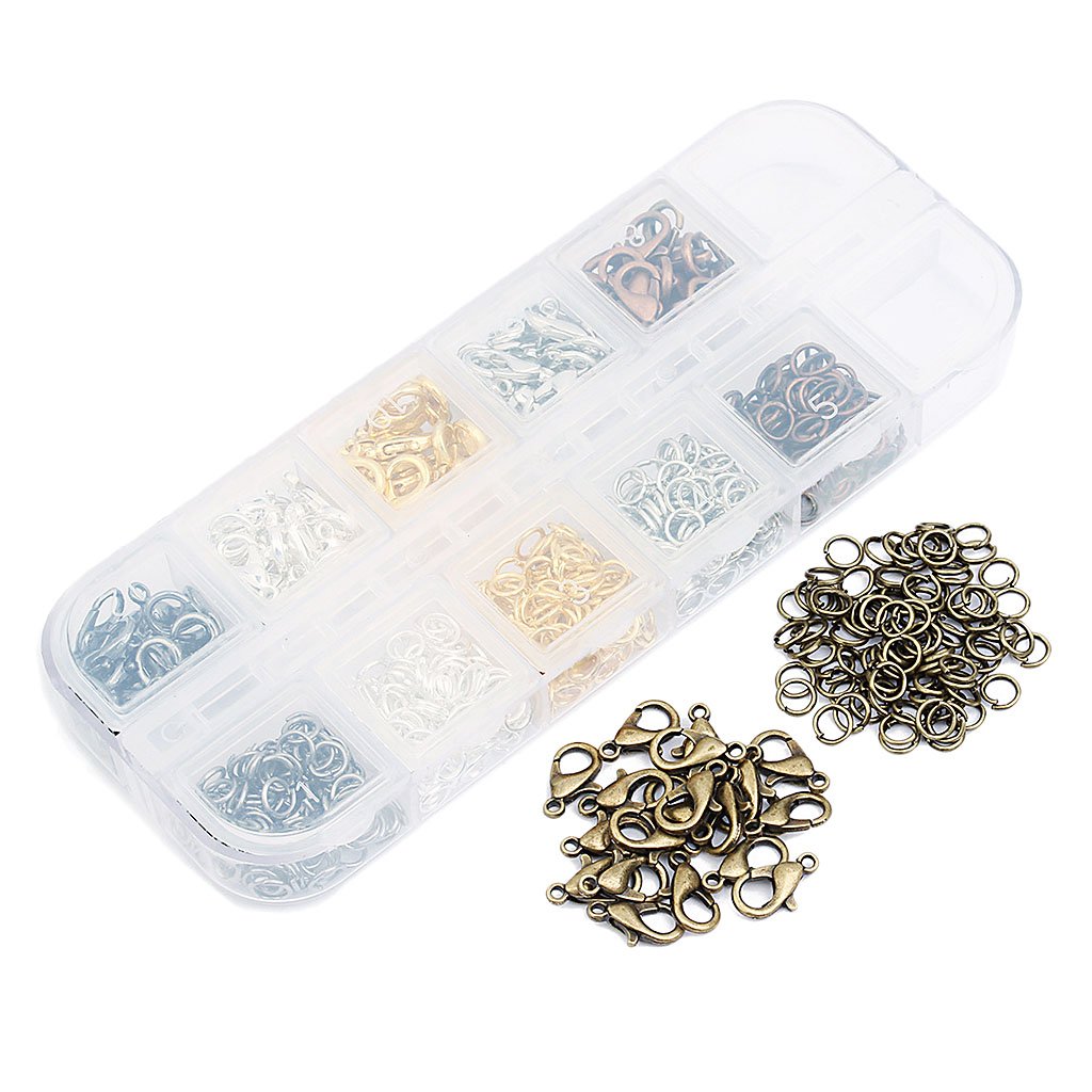 5 set di 12 stili in scatola per la creazione di gioielli kit starter kit di chiusura a moschettone anellini aperti