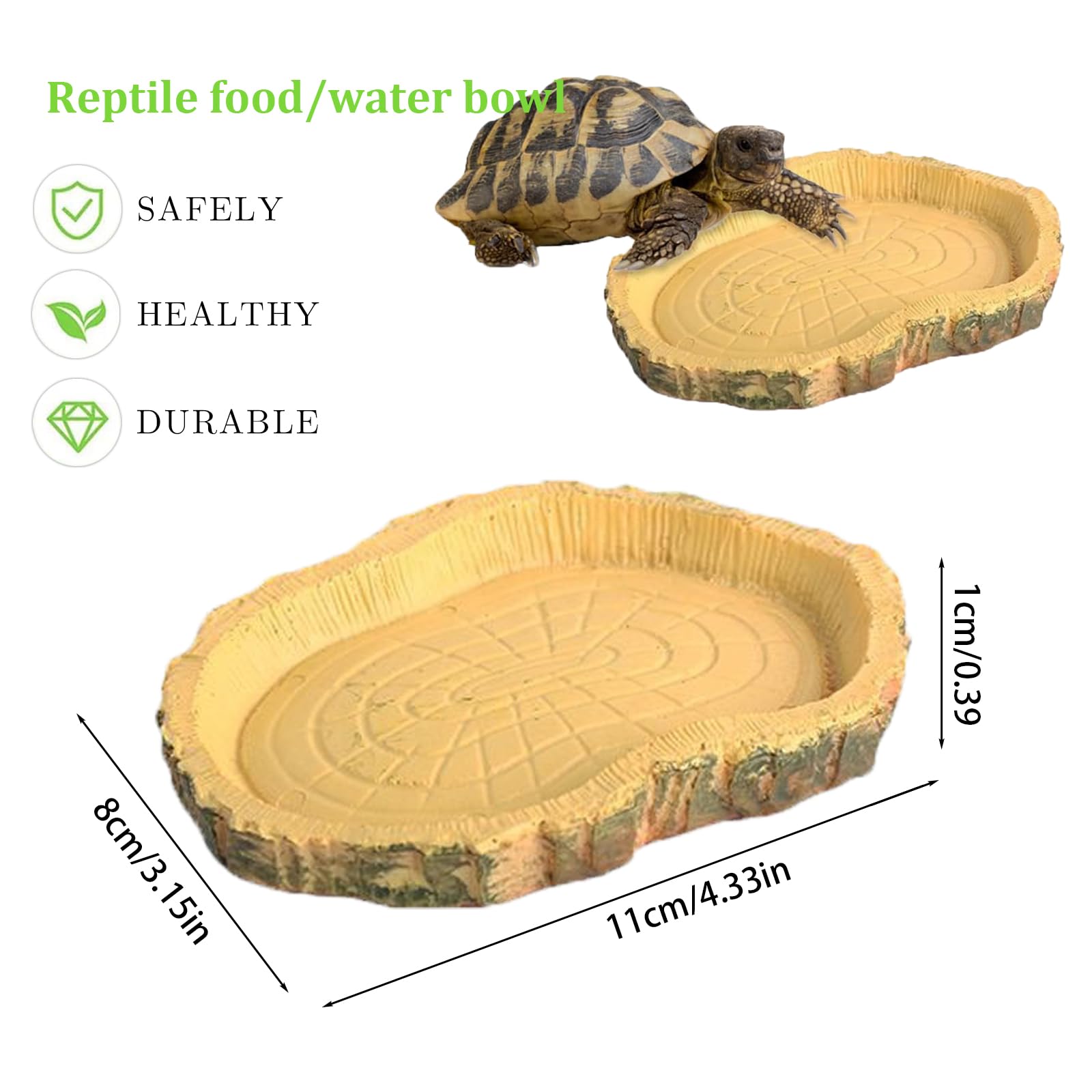 Abreuvoir Tortue Terrestre, Accessoire Tortue Terrestre Simulation, Gamelle Tortue Terrestre Nature, Bol d'eau pour Reptiles Intéressant, pour Tortues, Lézards, Grenouilles, Geckos | Gamelle Tortue Terrestre Nature Bol d'eau pour Reptiles Intéressant pour