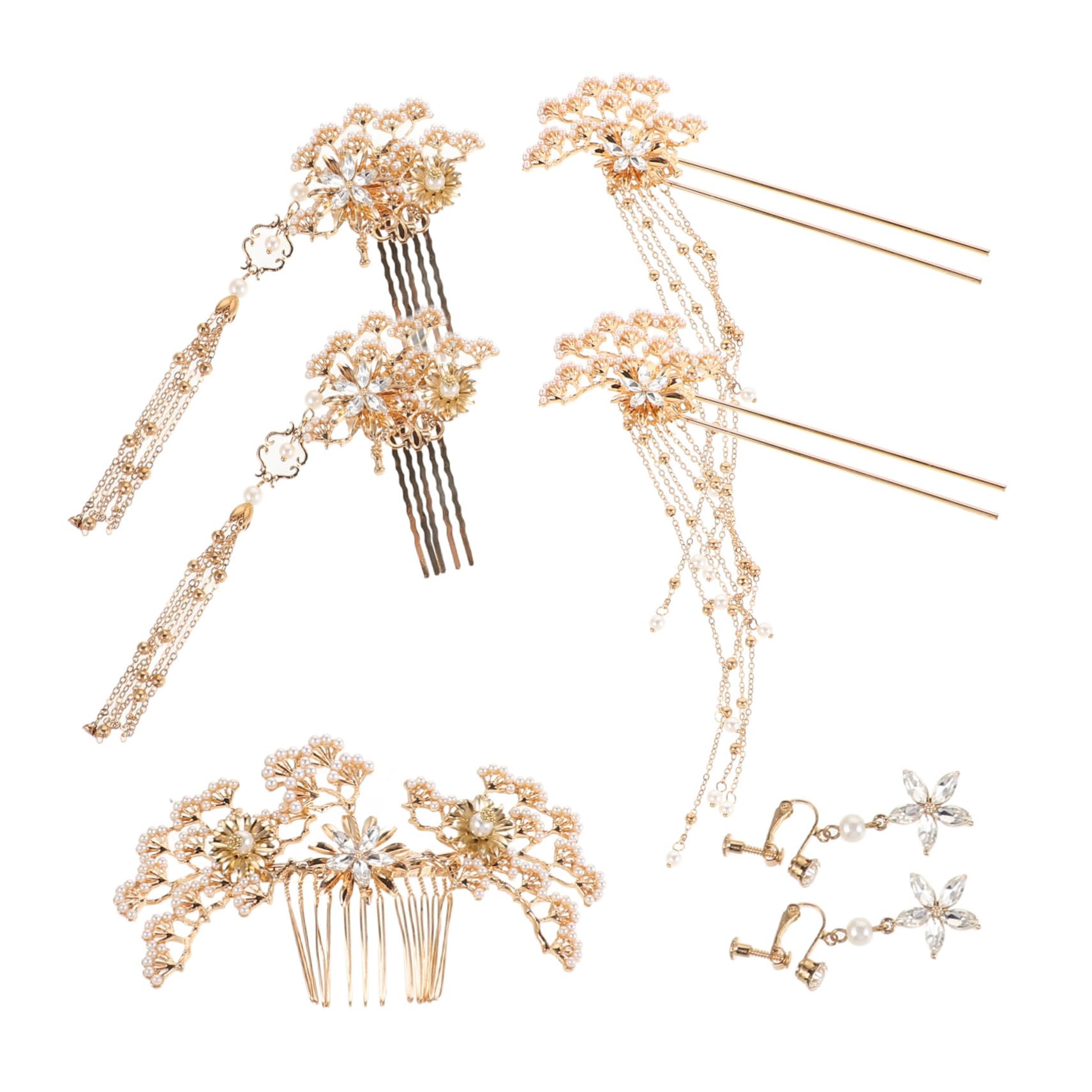 VICASKY 5 Stück Chinesische Perlen Haarstäbchen Traditioneller Brautschmuck mit Edlen Perlen Fein Verarbeitet Langlebig und Einfach zu Tragen Perfekter Haarschmuck für Traditionelle