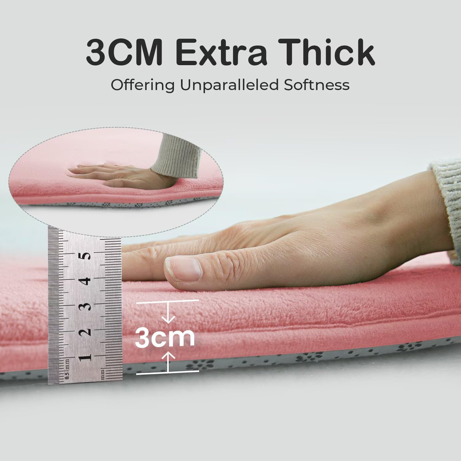 Krabbelmatte Baby, 3CM Dicker Spielmatte Baby (Rosa, 160x160CM) | Luxuriöser Komfort, Langlebigkeit, Haarabweisendes Enges Geflecht, Rutschfeste Unterseite, Weich Babyteppich für Schlafzimmer