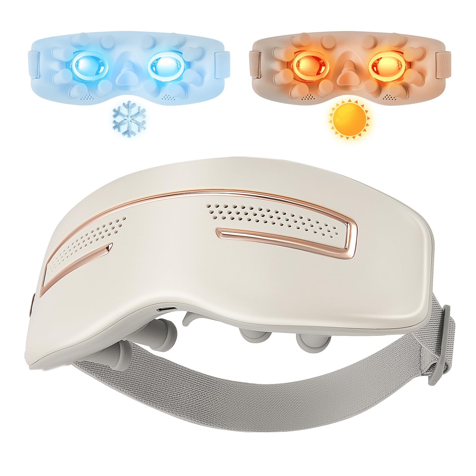Augenmassagegerät mit Heiß und Kältetherapie, migräne kühlmaske mit Massage und Bluetoothe, Augen Massagegerät Augenmaske für strapazierte/trockenen Augen/Augenringe,Geschenke für Männer Frauen