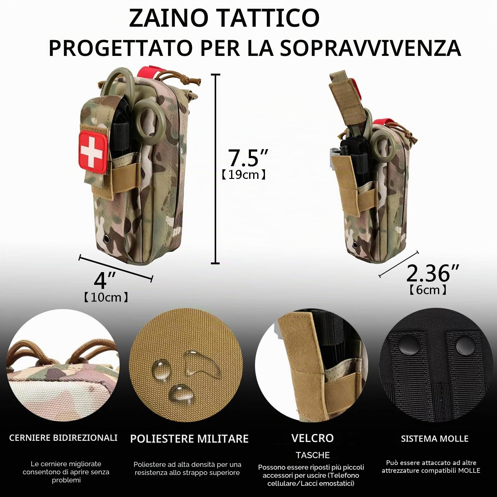 Kit Di Pronto Soccorso E Traumatologia IFAK Con Laccio Emostatico, Benda Israeliana Da 4 Pollici, Stecca, Kit Di Pronto Soccorso Tattico Per Auto, Campeggio, Escursionismo E Viaggi