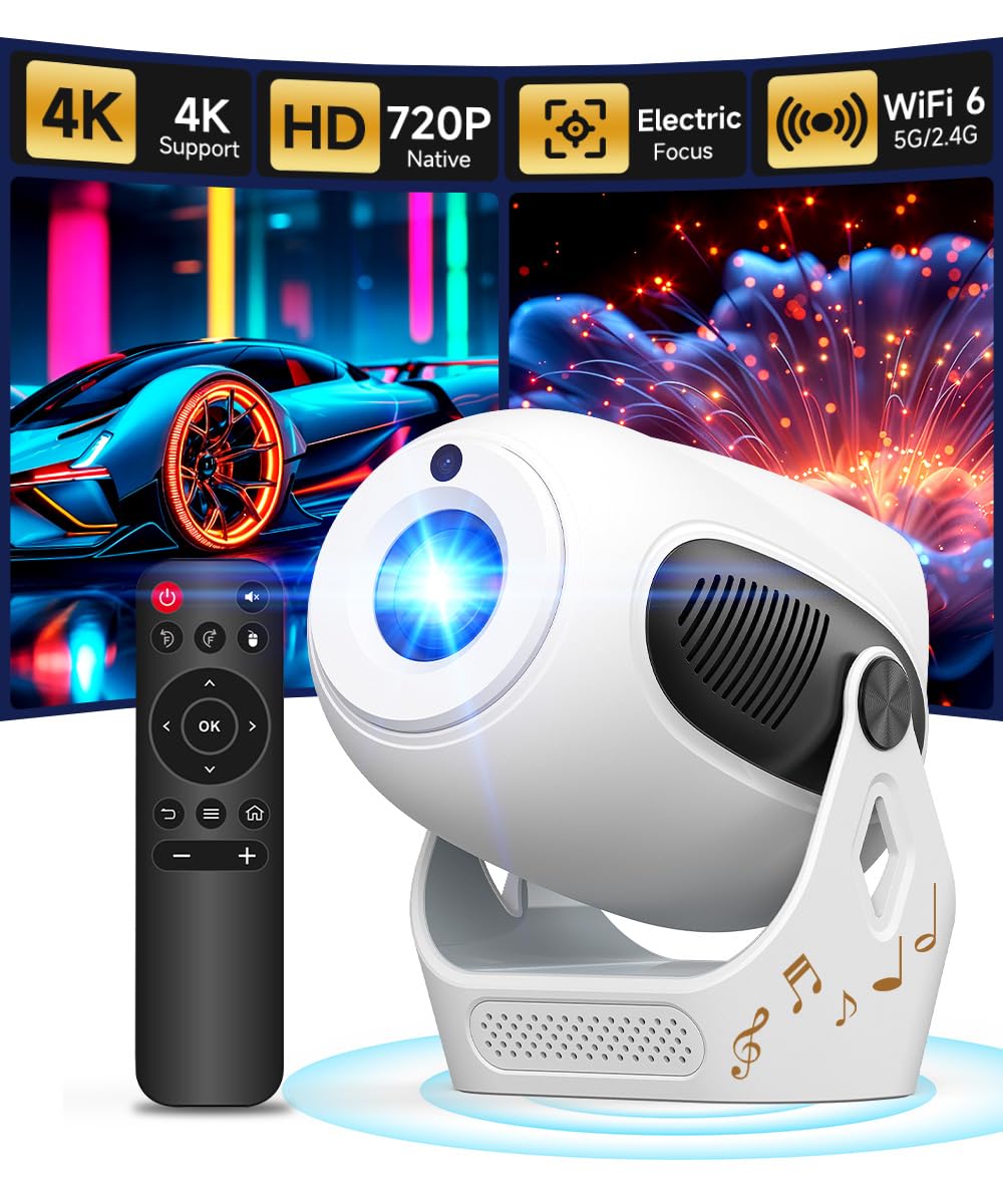 【Messa a Fuoco Elettrica 4K】 Mini Proiettore Magcubic, Projector Supporta Android 11, Bluetooth 5.0, WiFi Dual Band, Proiettore Portatile con Rotazione di 180° Supporta la Correzione Automatica Della