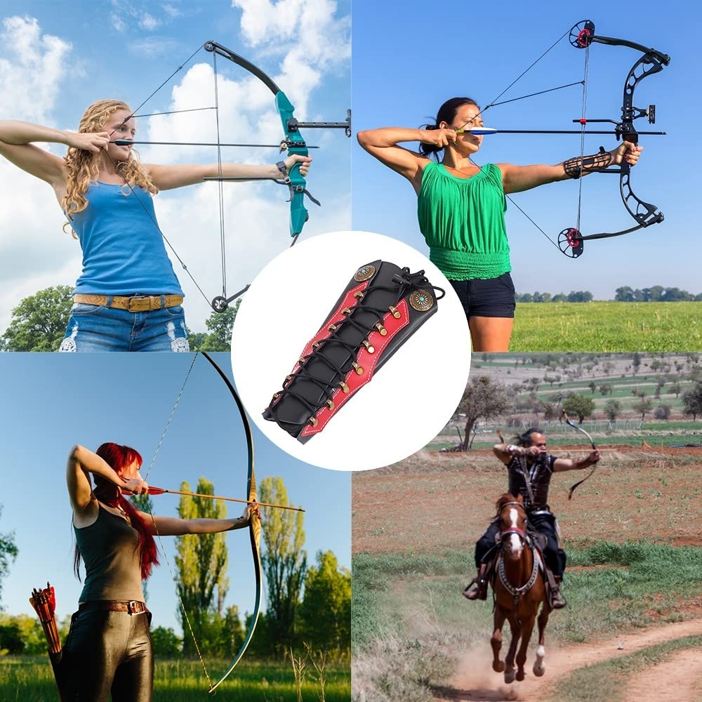 DONGKER Protège-Bras de Tir a l'arc,Protège-Avant-Bras,Bracelet en Cuir Réglable,Brassards D'armure Médiévale pour Tir de Chasse