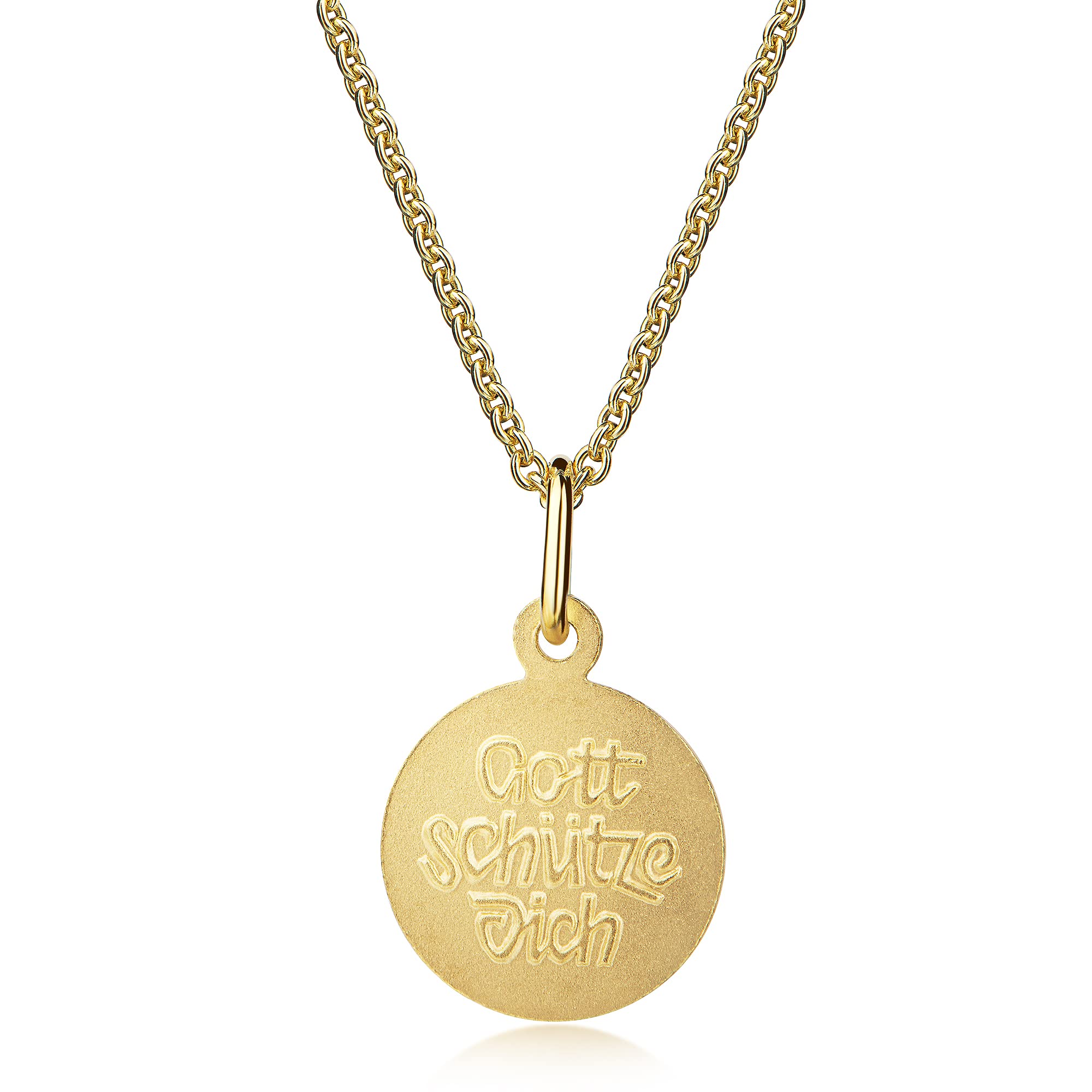 Colgante de bautizo con ángel de la guarda "Dios te proteja" de oro amarillo 333, incl. cadena de plata bañada de 36/38cm AMZ0593