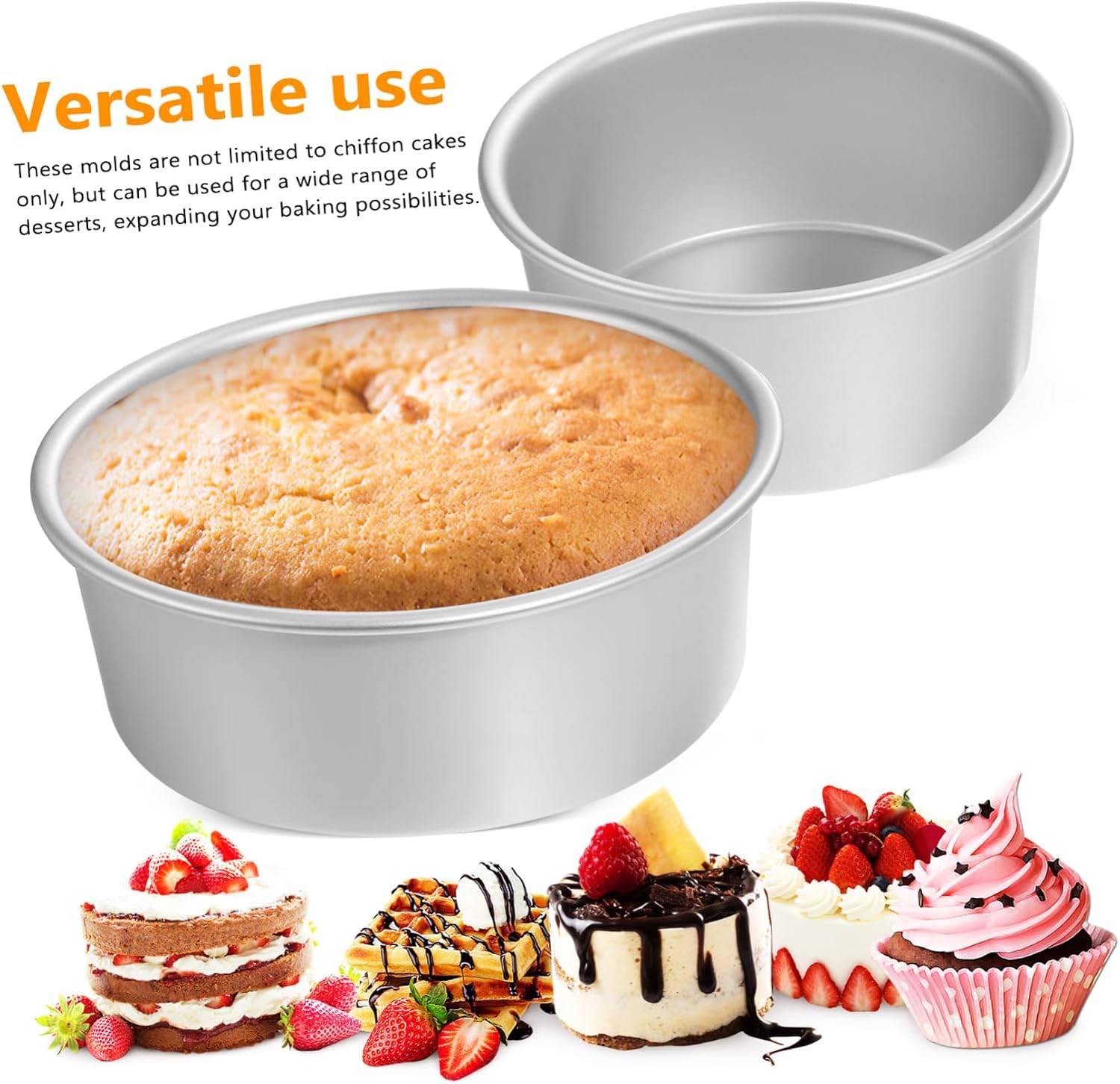 Alipis 3pcs Round Cake Pan Nonstick Aluminum Baking Molds for Chiffon Cake Deep Tins for Easy Release and Heat Distribution
