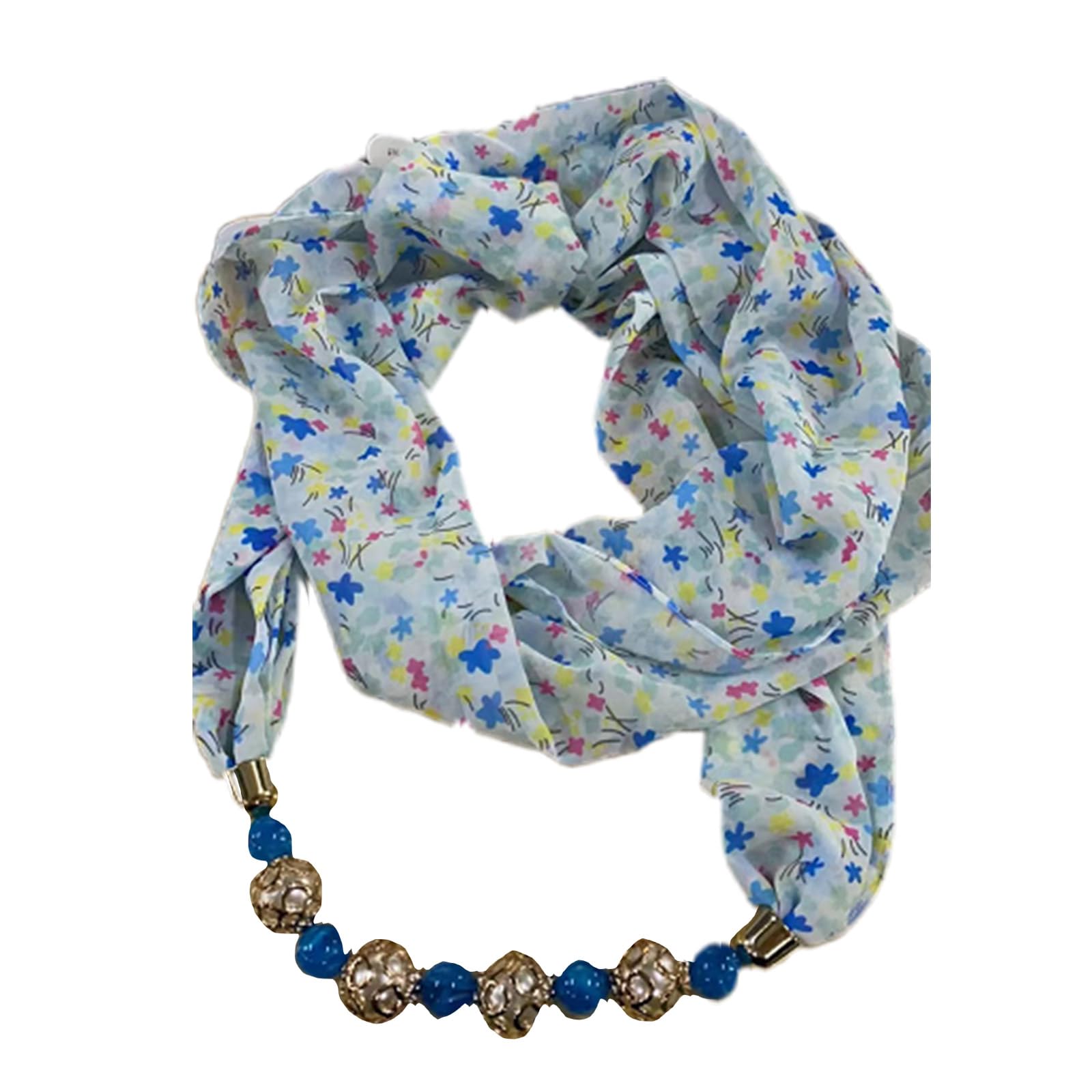 Maxtonser Women Floral Printing Scarf Necklace Pendant Jewelry Headwrap Hijab Soft