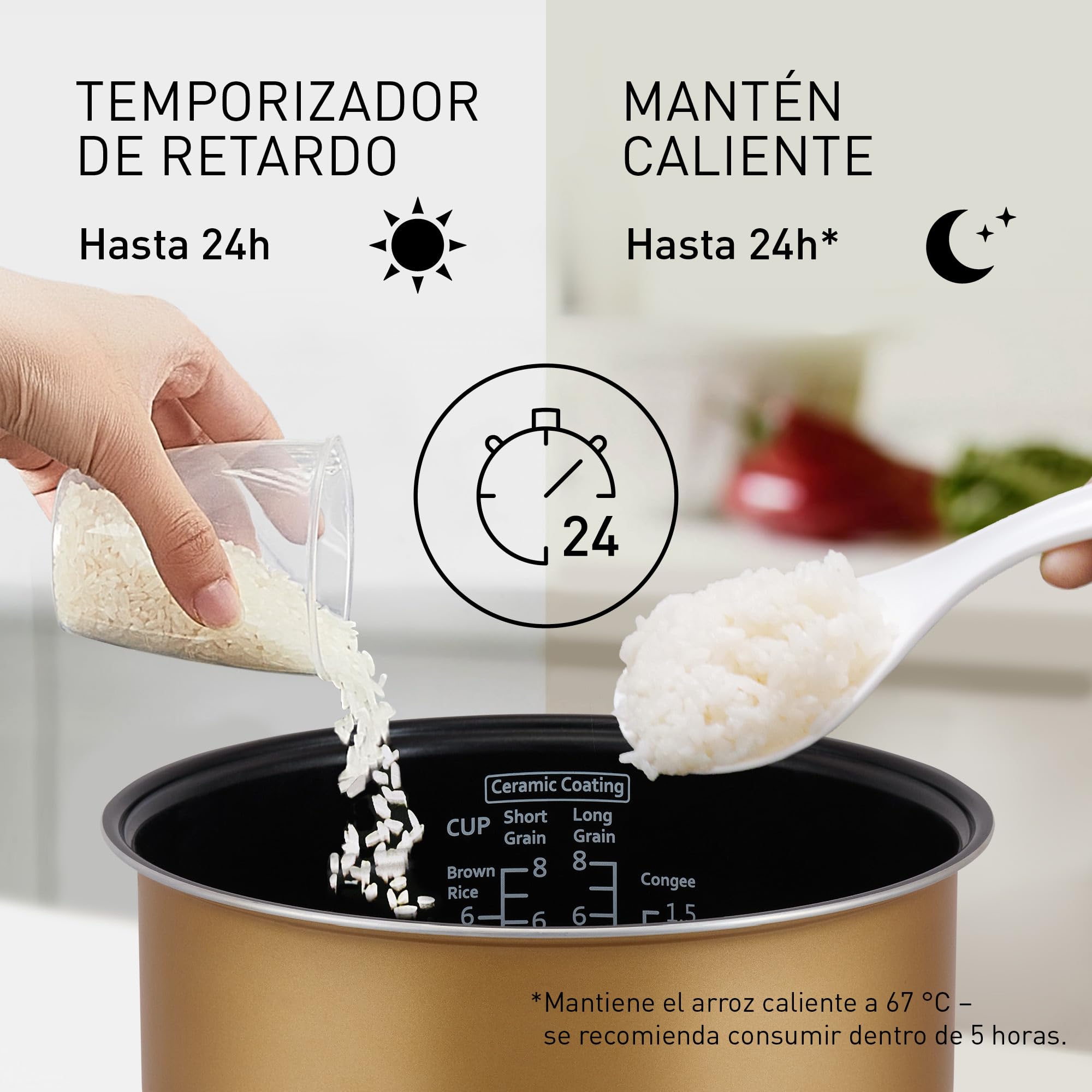 Panasonic SR-DA152WXE Olla Arrocera Automática con Vaporera, 1,5 litros, 8 tazas, Fuzzy Logic, Indicador De Cantidad De Agua, Sin BPA, Mantiene Caliente, Inicio Diferido, Blanco
