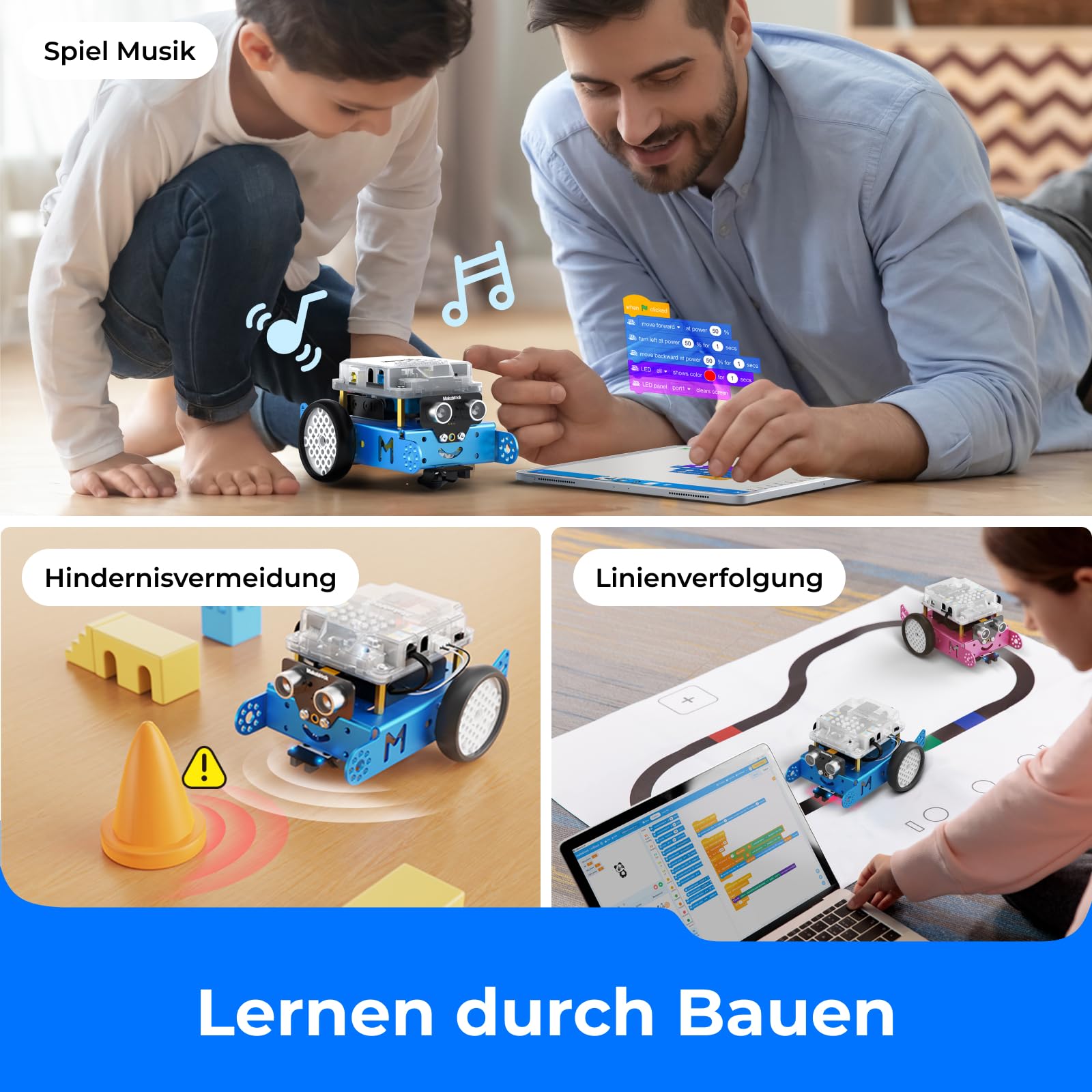 Makeblock mBot Programmierbarer Roboter-Bausatz für Kinder, Mint-Robotik-Auto mit App-Fernbedienung, Programmieren Lernen mit Scratch/Arduino, Spielzeug-Geschenk ab 6 Jahren