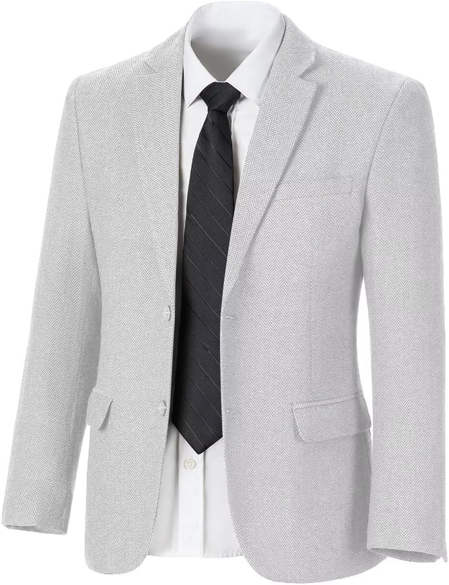 Vintage Mens Tweed Blazer Retro Wool Blend Suit Jackets Herringbone Two Button Sport Coat Prom Business Casual Wedding - Image 4