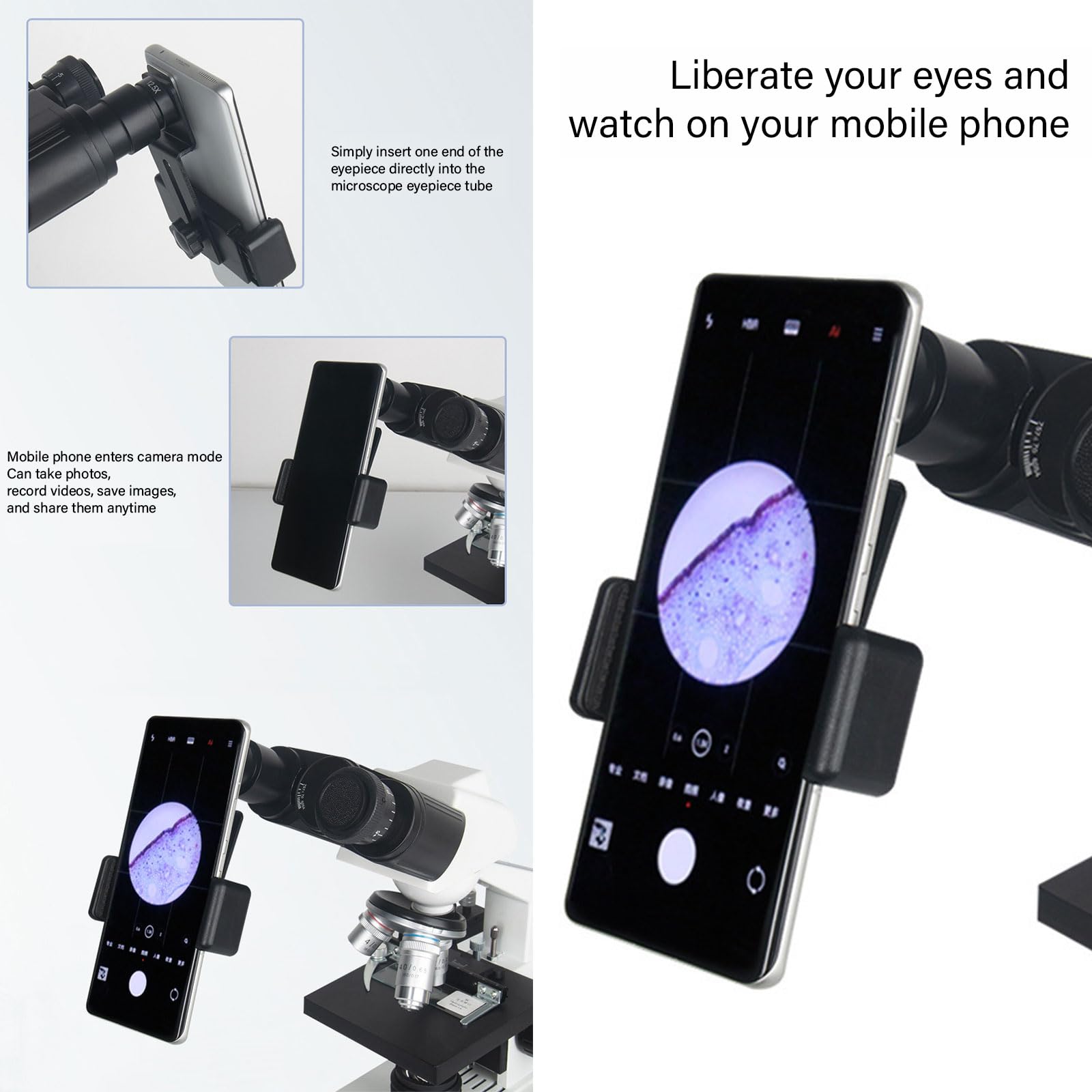 Phone Bracket Mount With Eyepiece Lens Phone Mount Clip For Stereo Biological Microscope Diameter 23.2mm