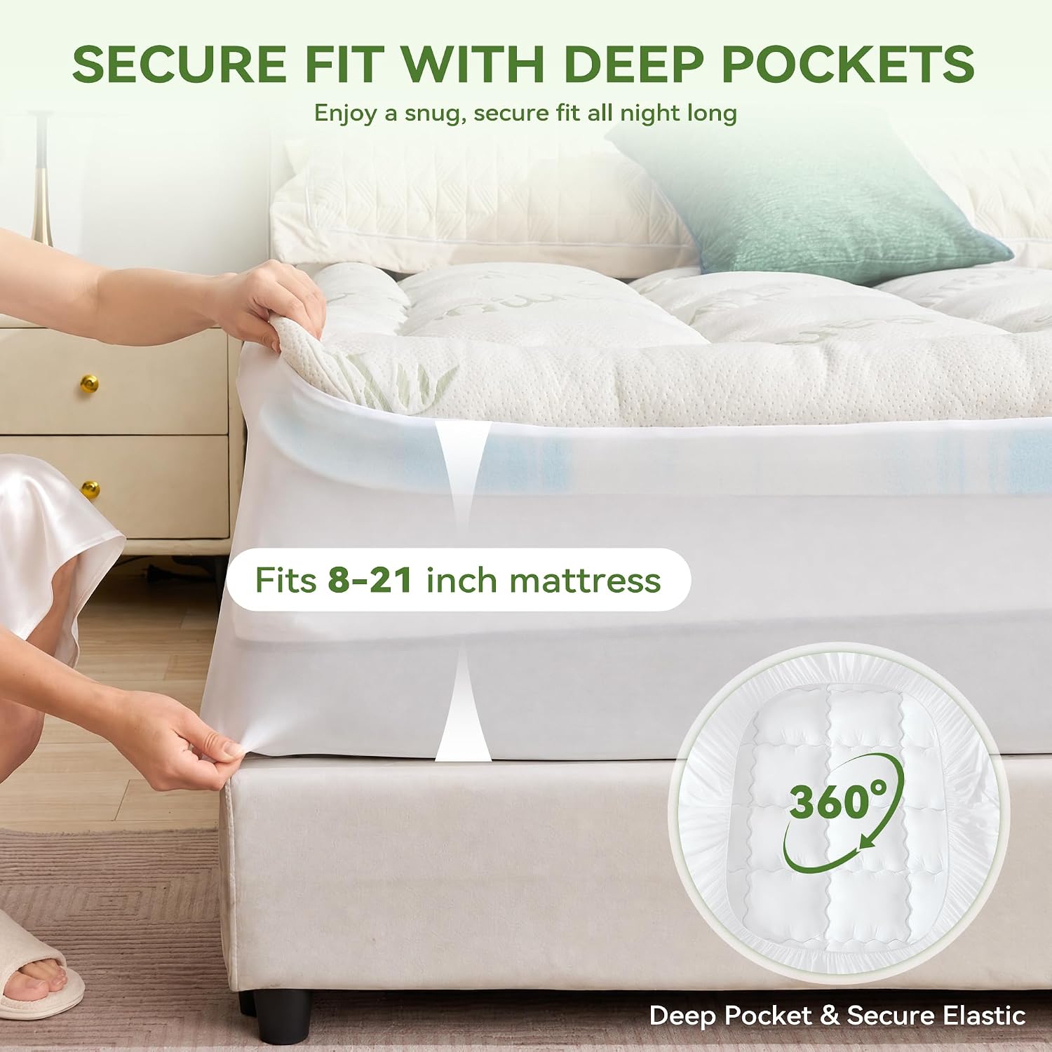 BDEUS Queen Size Dual Layer 4 Inch Memory Foam Mattress Topper, 2 Inch Cooling Gel Memory Foam and 2 Inch Pillow Top Mattress Pad Cover for Back Pain, Medium Support