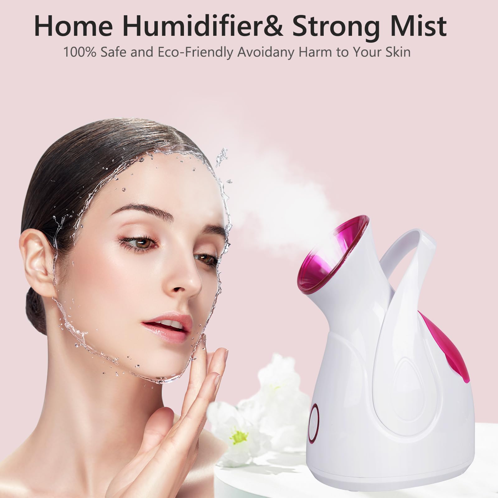 Vaporizador Facial Blanco para Sauna y Spa, Limpieza Facial, Spray Nano Ionic, Humidifier Steamer, Limpieza Profunda de Poros y Espinillas