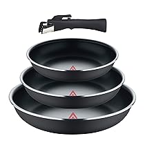 BERGNER, Set 4 pezzi padelle in alluminio pressato con manico staccabile e punto di calore, rivestimento ILAG Essential, antracite, compatibile con l’induzione