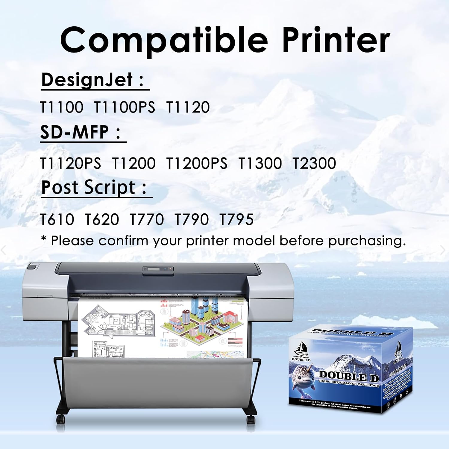 DOUBLE D 72 Ink Cartridges Replacement for 72 Ink Cartridge for HP DesignJet T770 T790 T795 T610 T620 T1100 T1120 T1200 T1300 T2300, C9403A C9370A C9371A C9372A C9373A C9374A (6 Pack, 130ML)